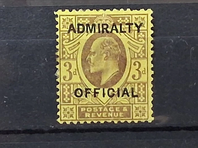 Great Britain 1903 - King Edward, Sg O106, 3d, yellow, Admiralty, Unused