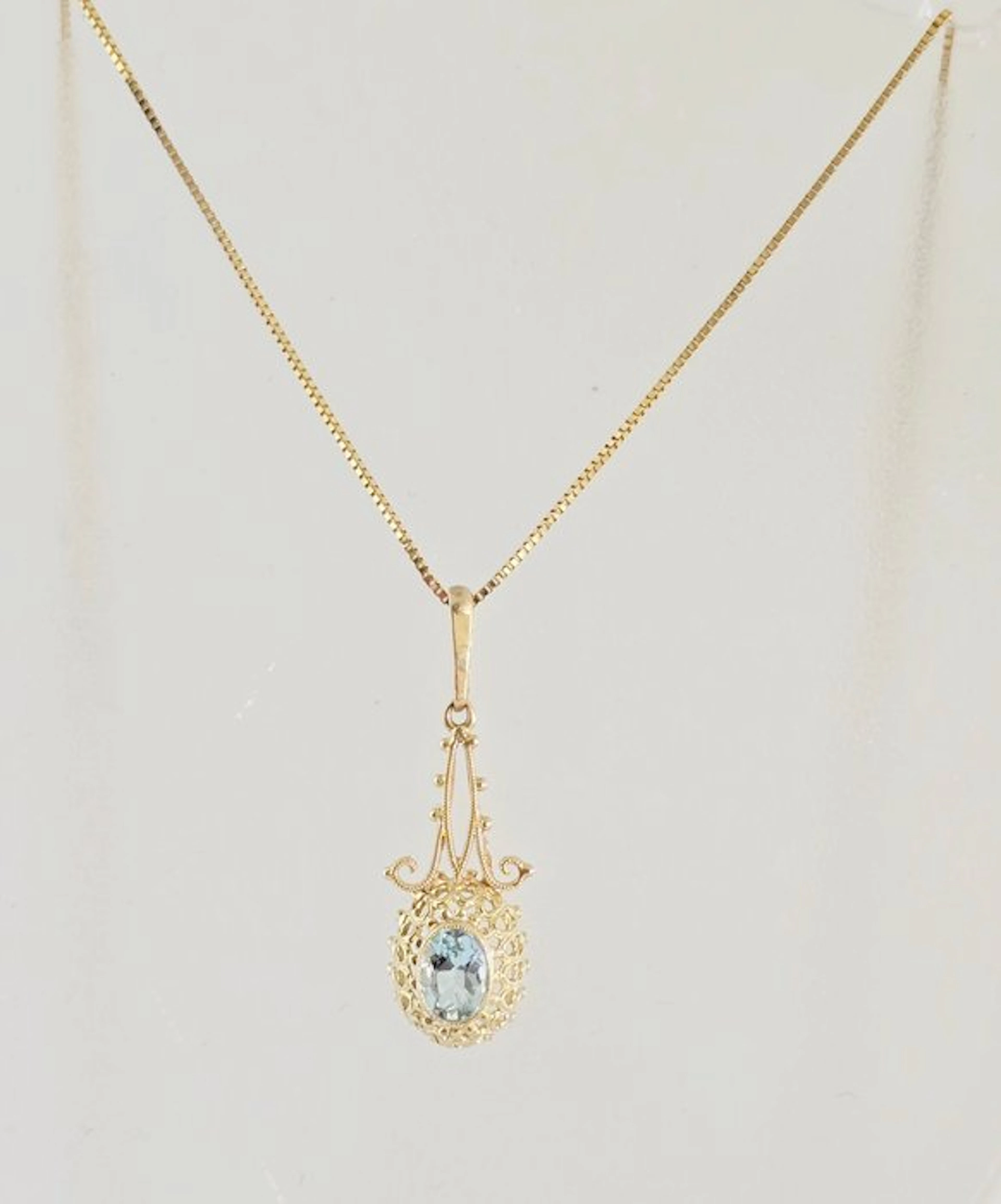 No reserve price - Necklace with pendant - 14 kt. Yellow gold - Topaz gemstone