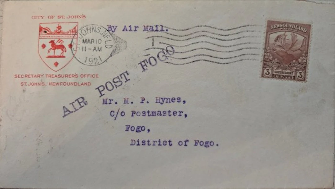 Newfoundland 1921 - 1921 Air Post Fogo - Special Flight between St