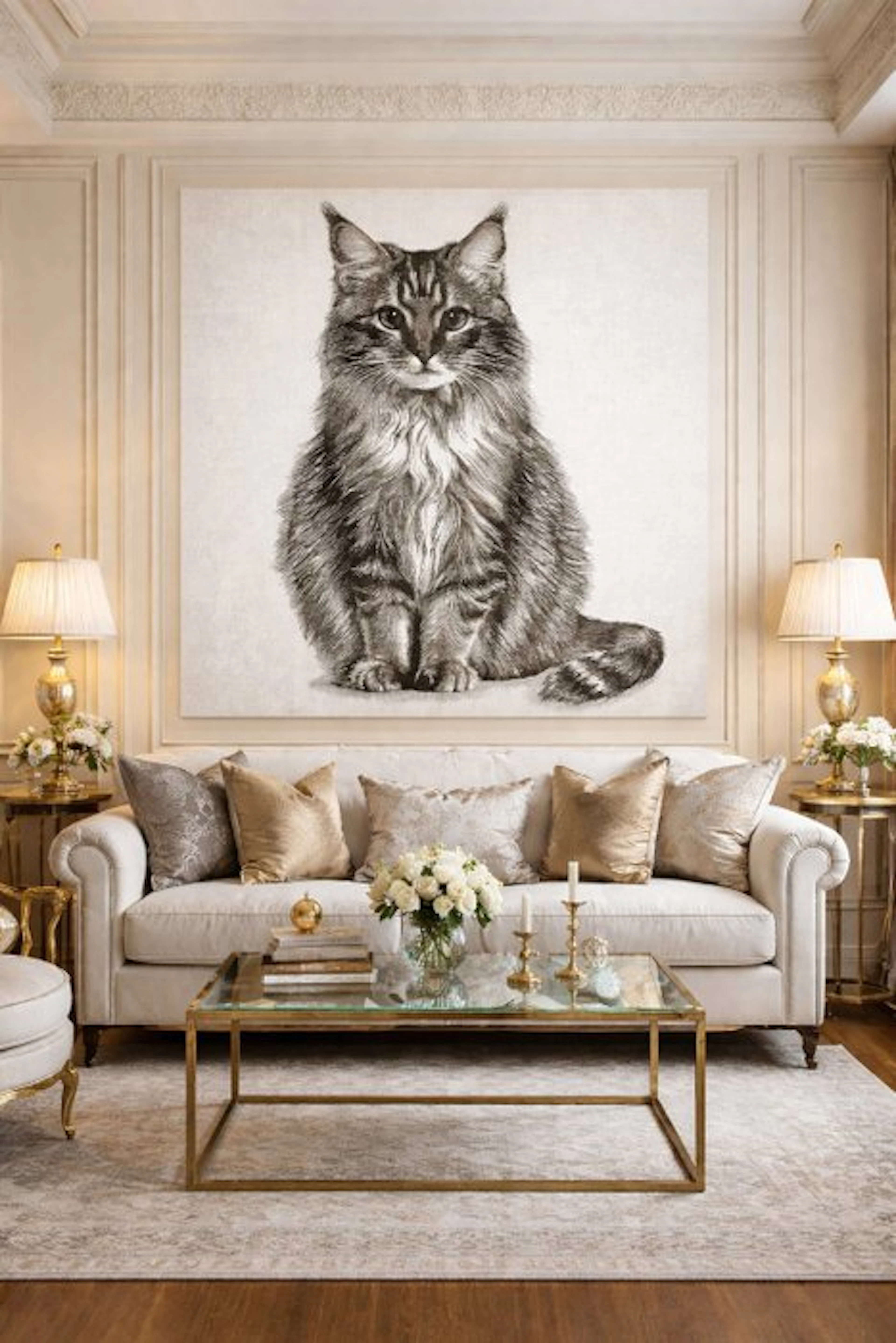 Exclusive Jacquard tapestry "Gatto Felino" - 155x140 cm...