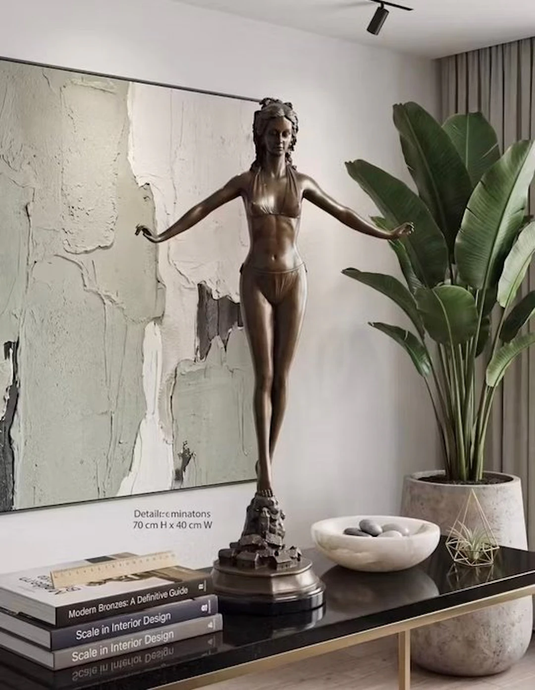 Statue, Vrouw in bikini 70 cm / 8.2 kg - 70 cm - Bronze, Marble