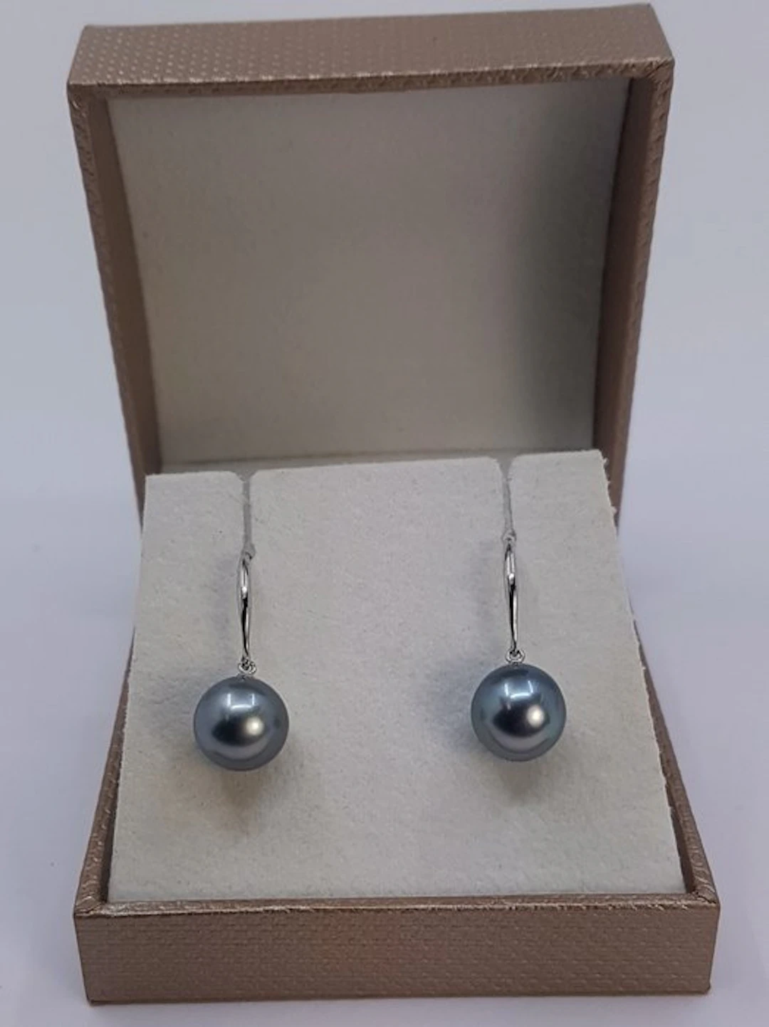 No reserve price - Earrings Silver - 9x10mm Tahitian Pearls