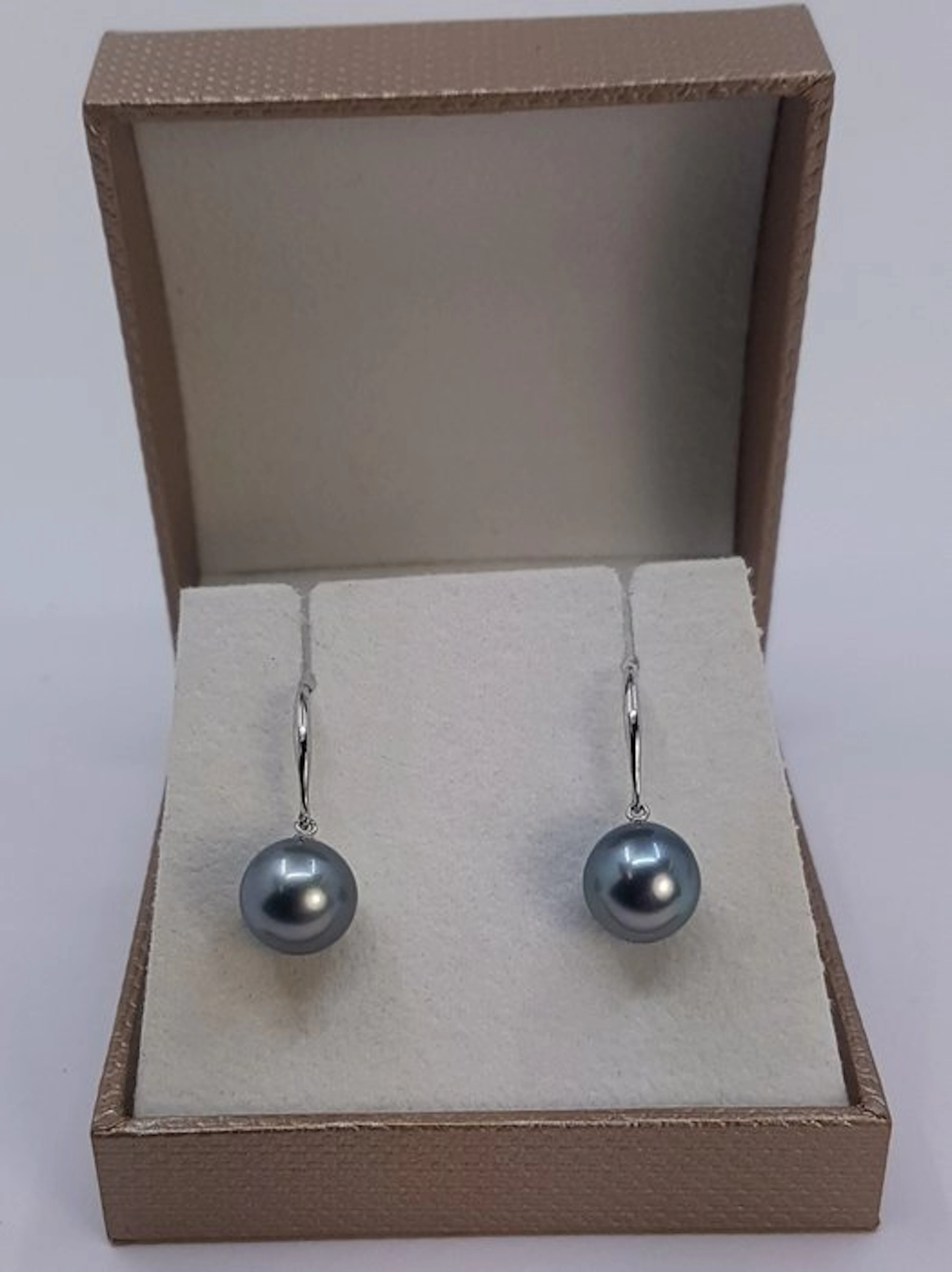 No reserve price - Earrings Silver - 9x10mm Tahitian Pearls