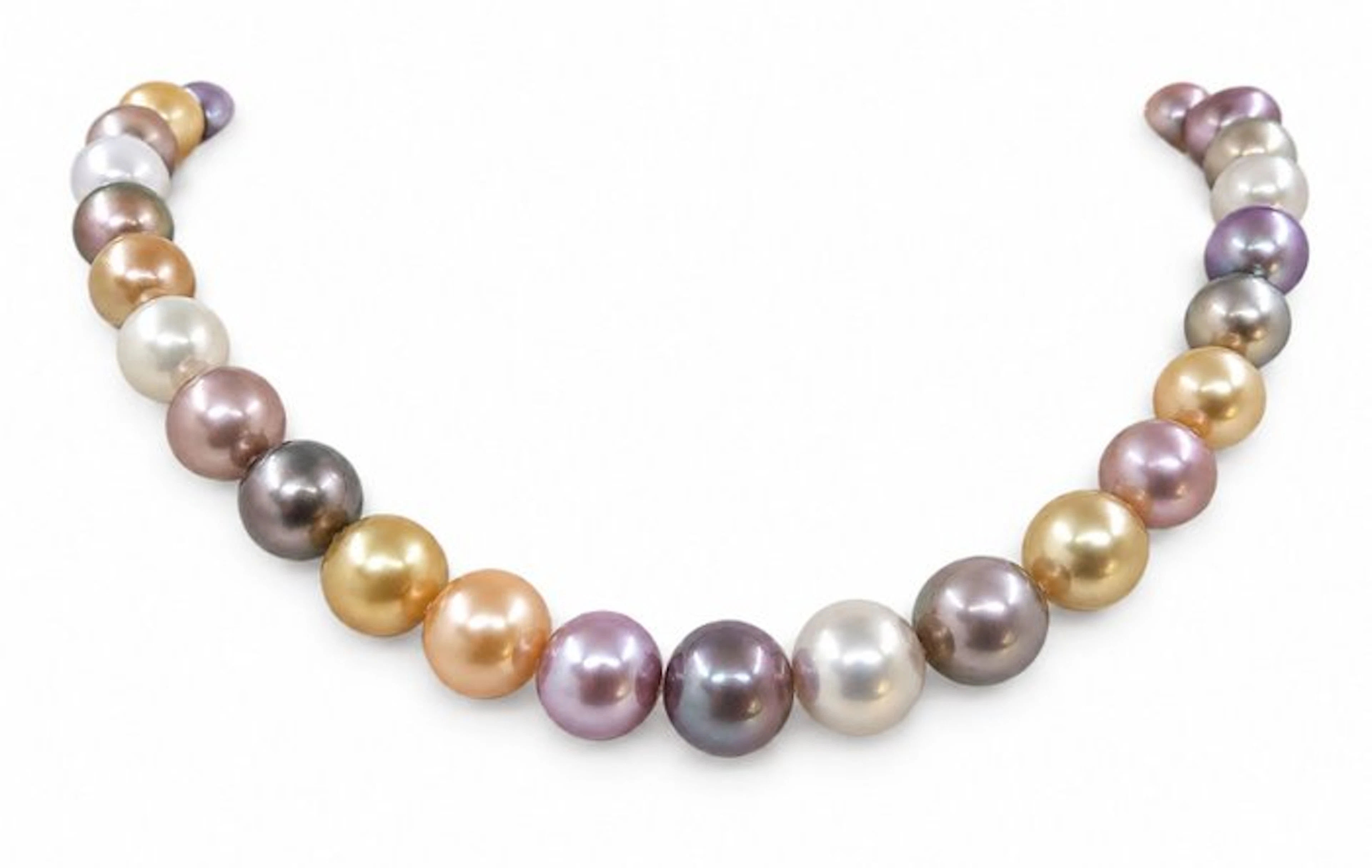 Necklace 10x12.8mm Round South Sea and Edison Pearls