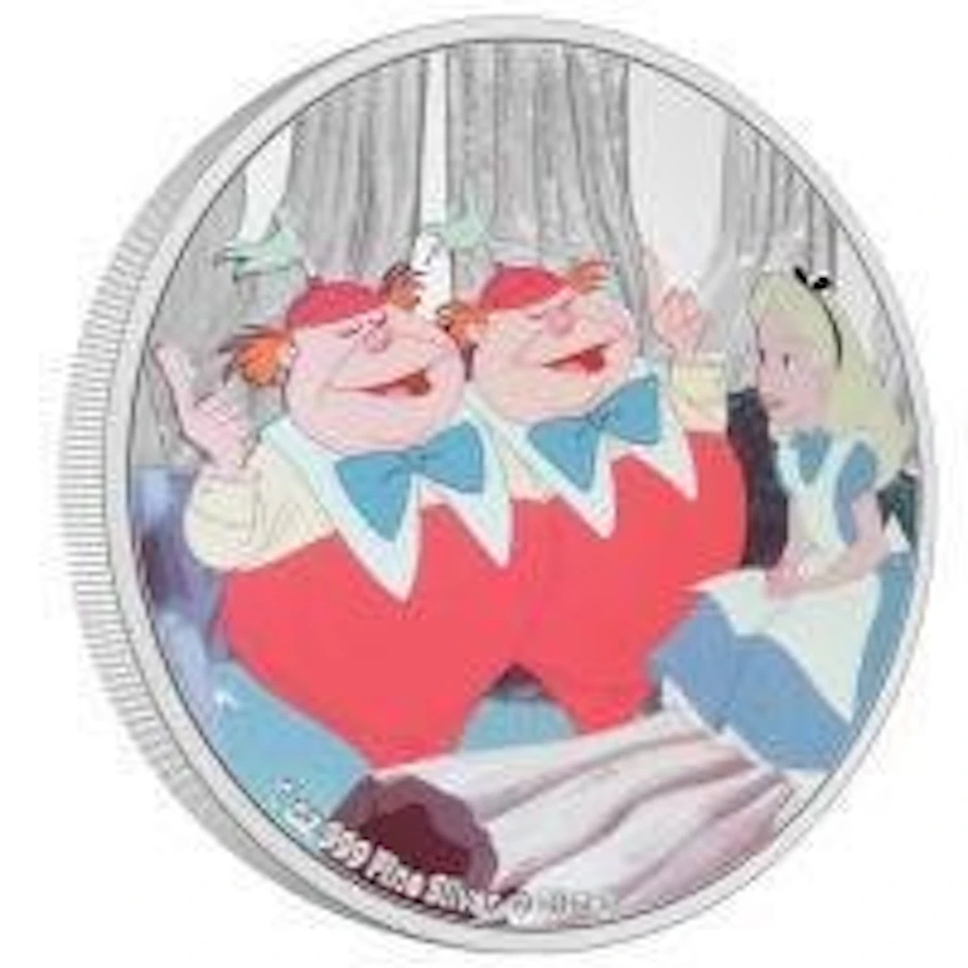 Niue. 2 Dollars 2021 Disney Alice Tweedledee & Tweedledum 1 oz (.999)