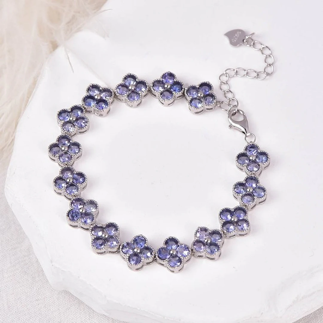 No reserve price - Bracelet Silver - Tanzanite - Certified