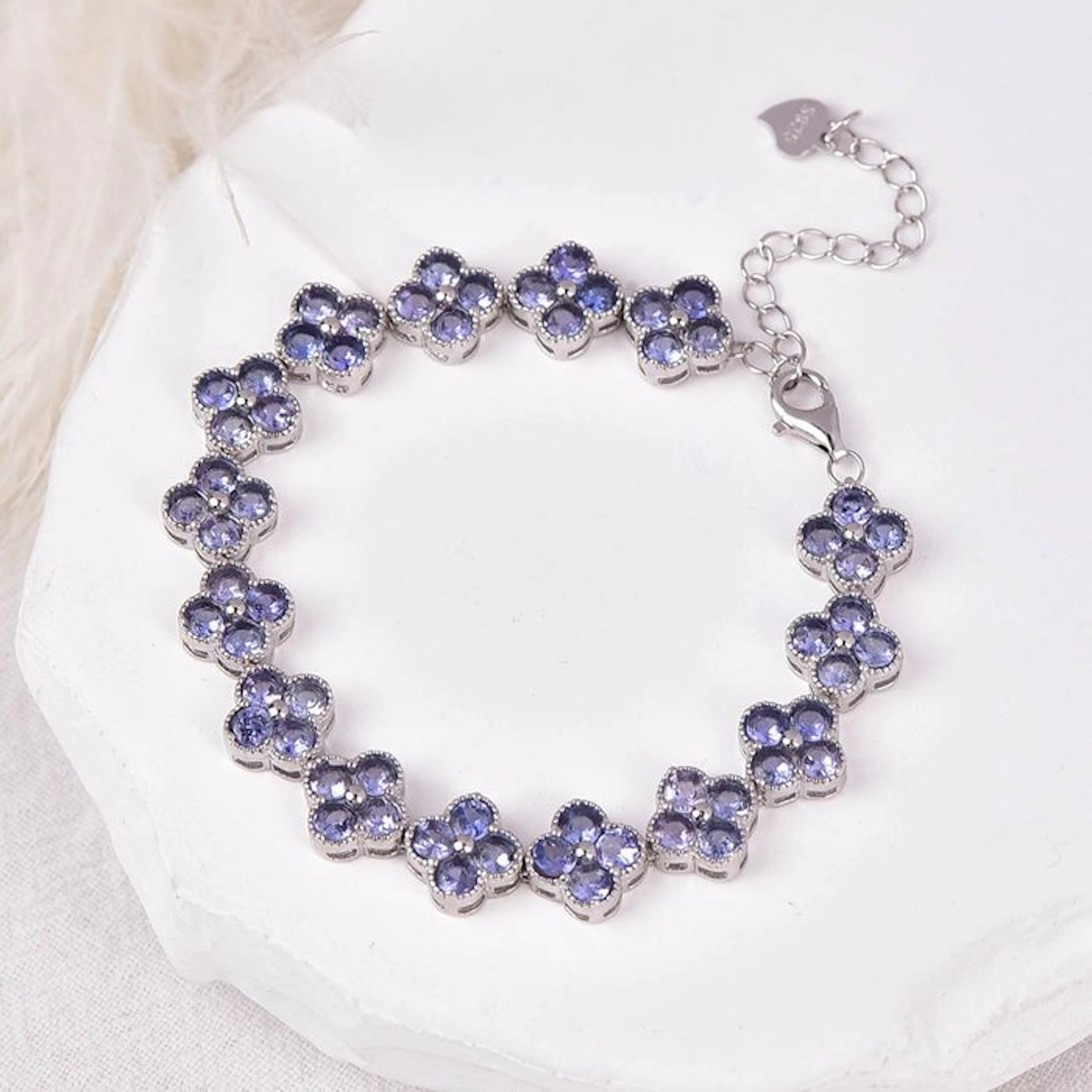 No reserve price - Bracelet Silver - Tanzanite - Certified