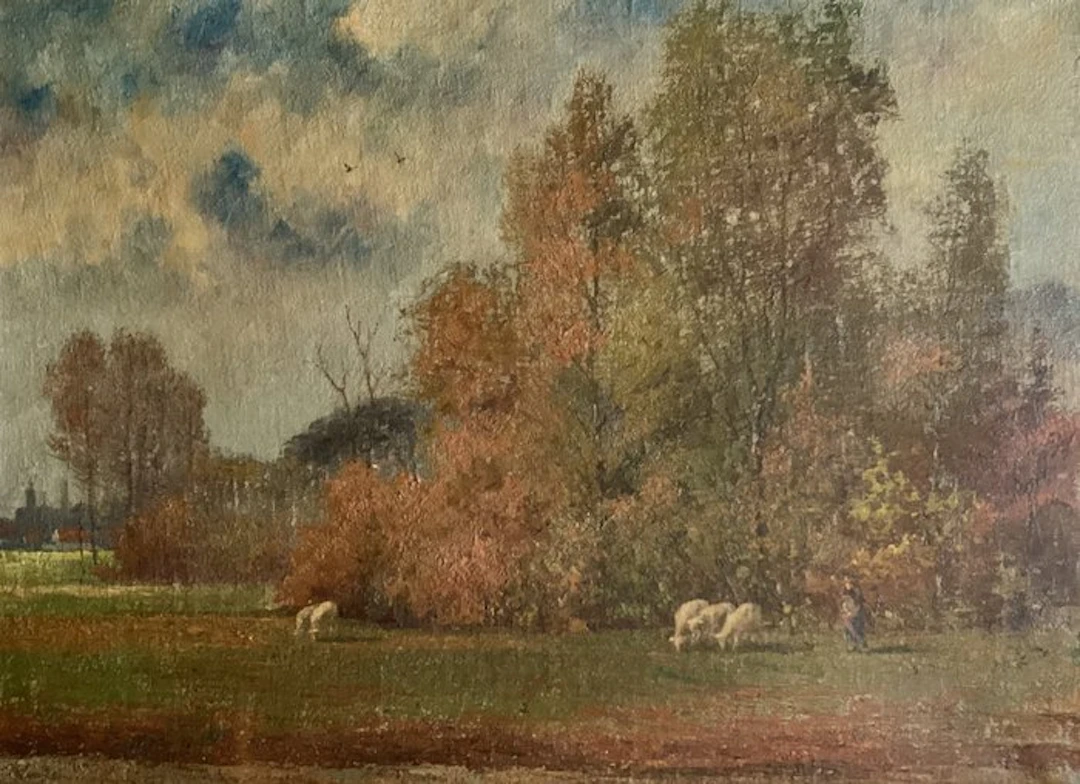 Louis van Engelen (1856-1940), toegeschreven aan - Weide met schapen