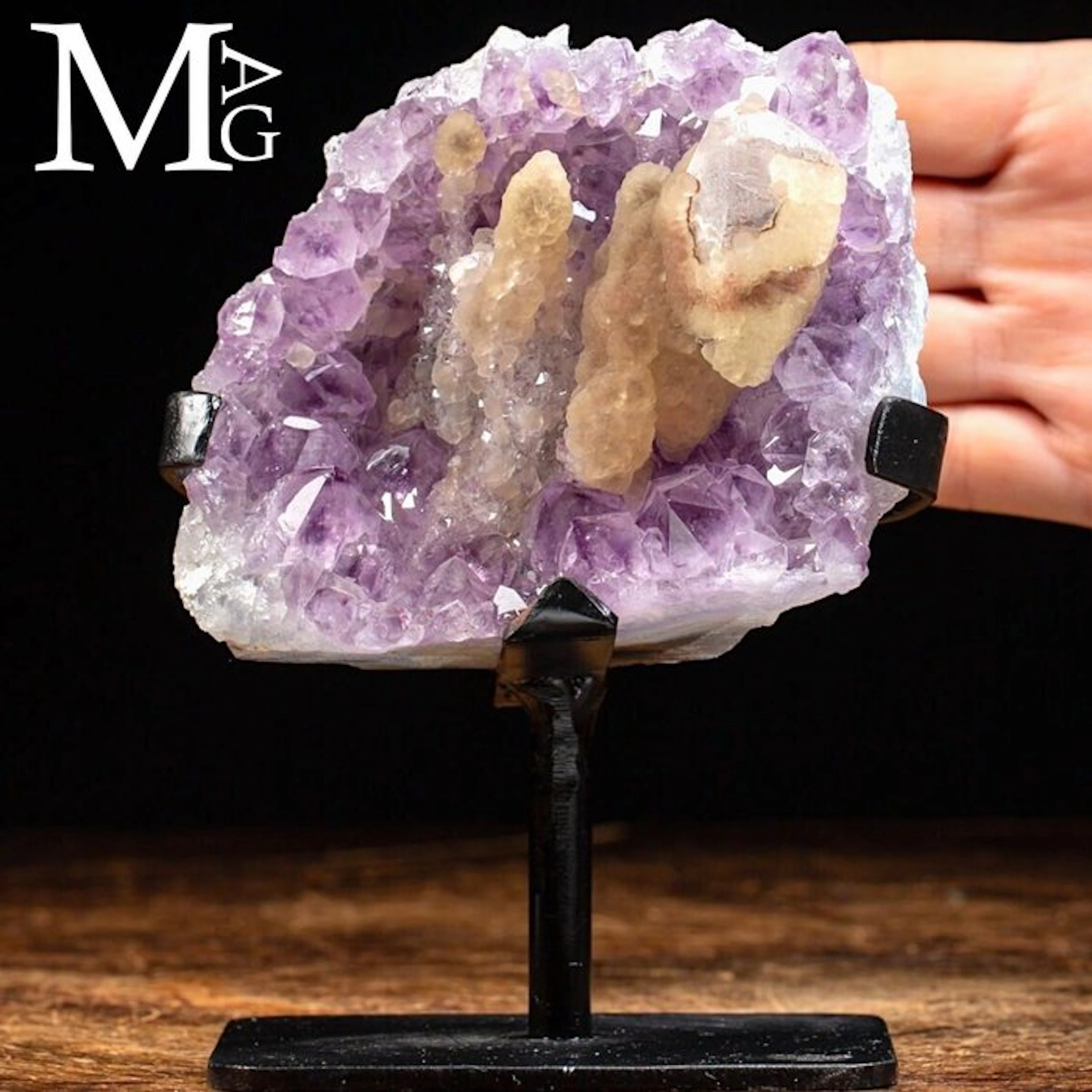 Wonderful Amethyst Druzy with Large Calcite Gemination...