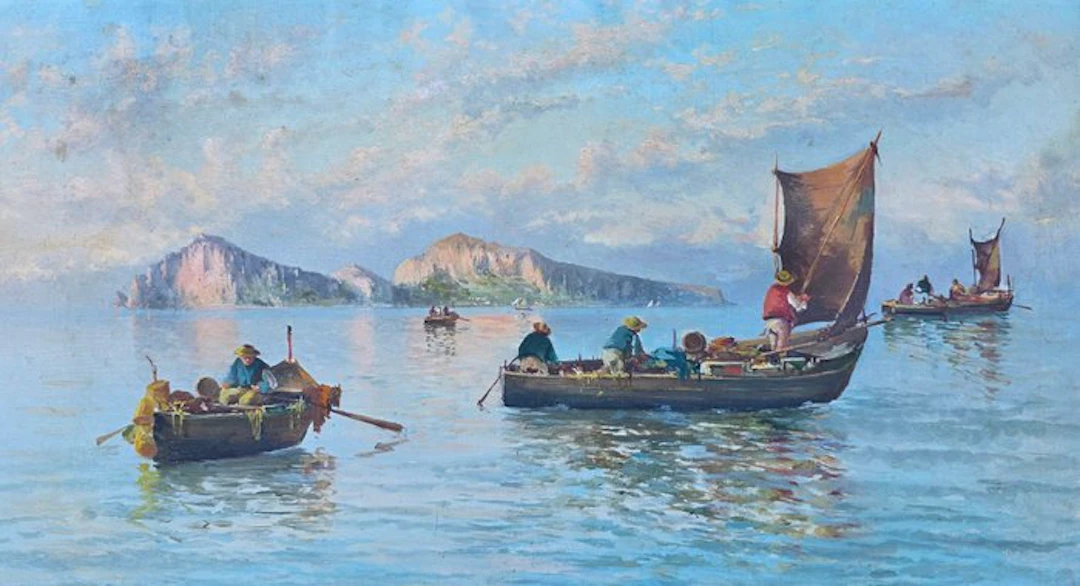 Felice Giusti (XIX) - Marinai nell'isola di Capri
