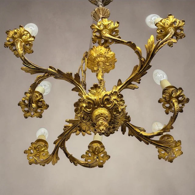Hanging lamp - Spider in ormolu - Bronze - Eight Arms