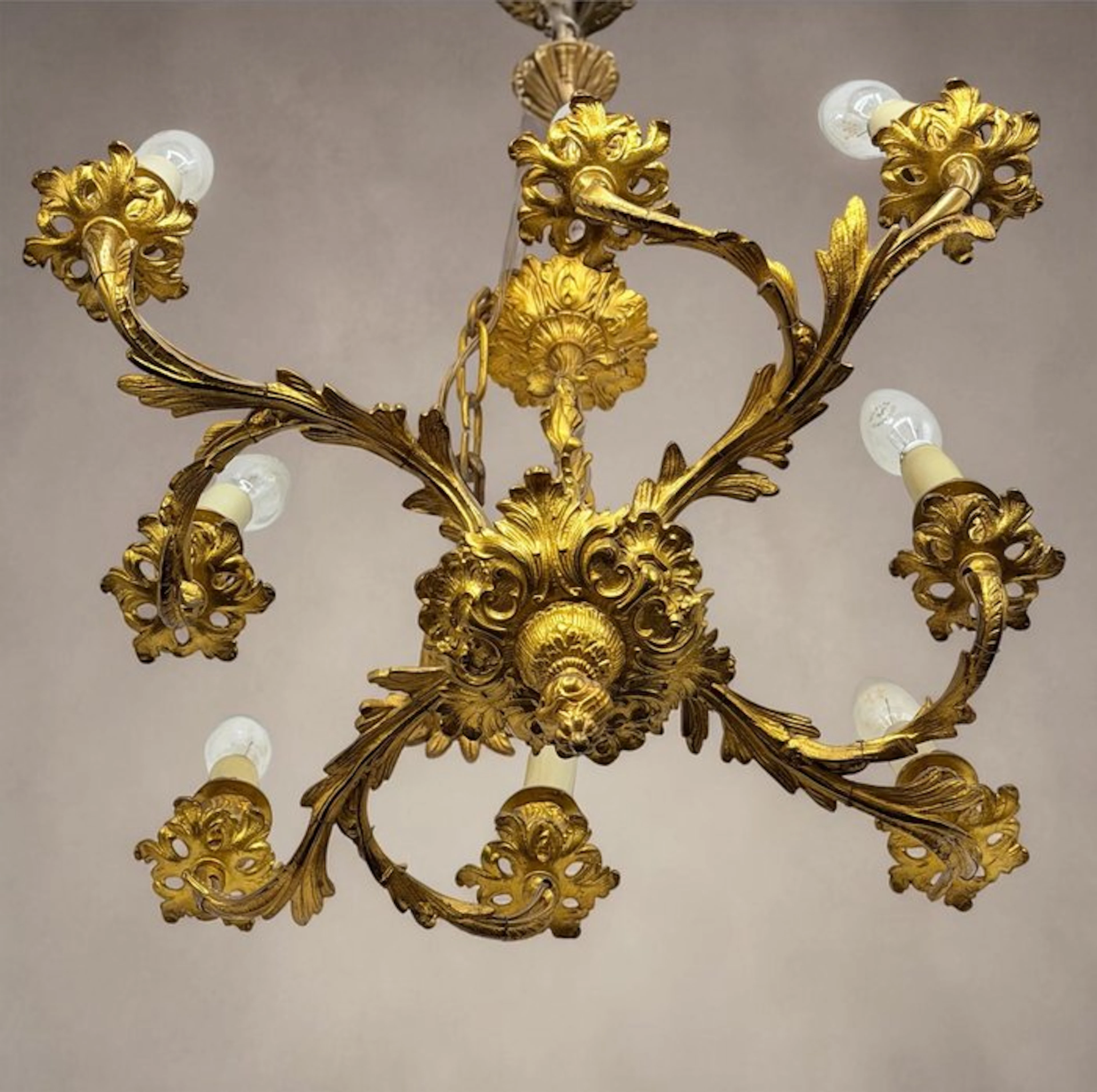 Hanging lamp - Spider in ormolu - Bronze - Eight Arms