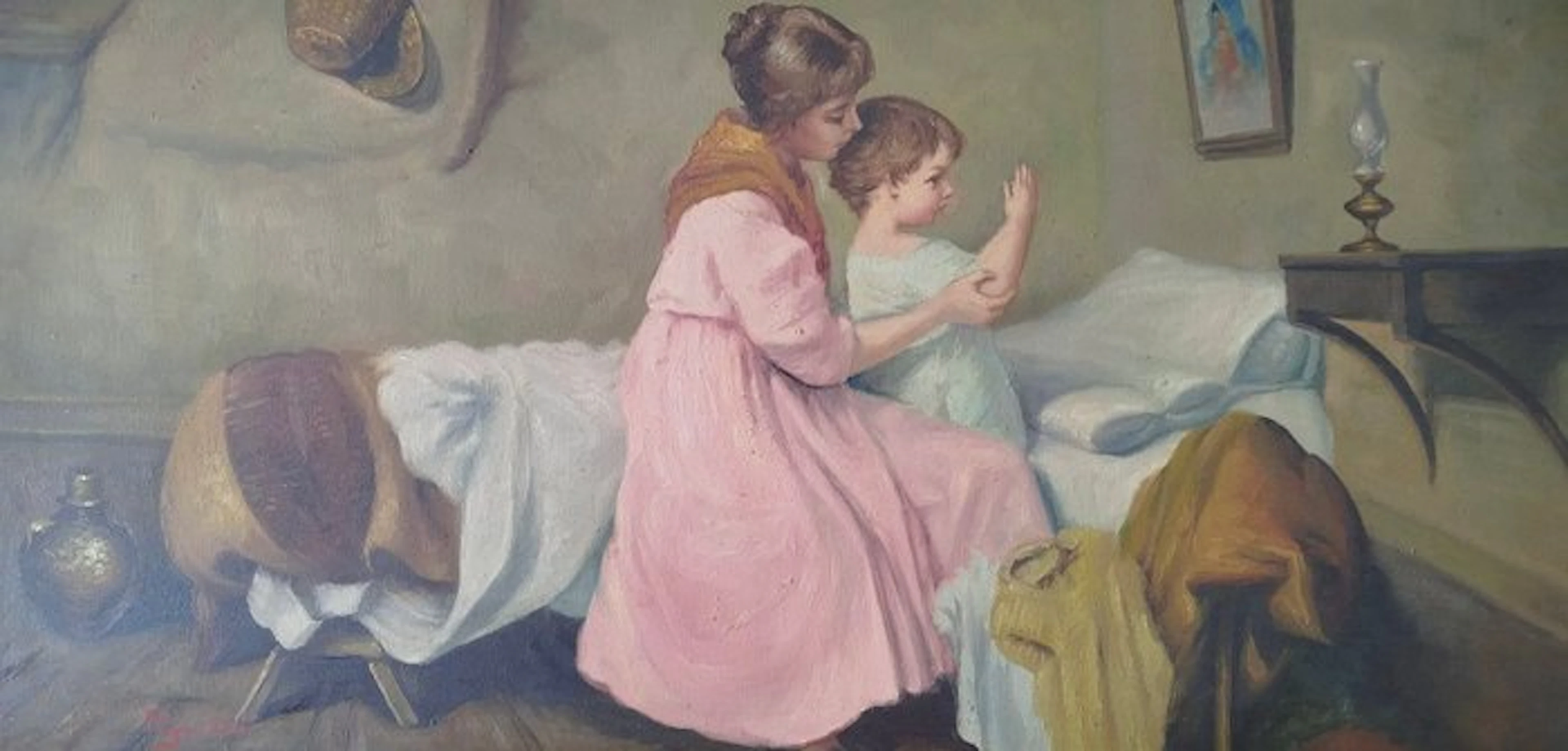 Italian school (XX) - Madre con bambino - cm 84 x 144