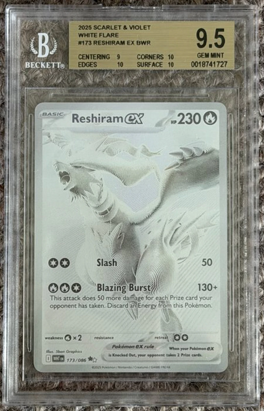 Pokémon - 1 Graded card - Reshiram X EX BWR (Scarlet...