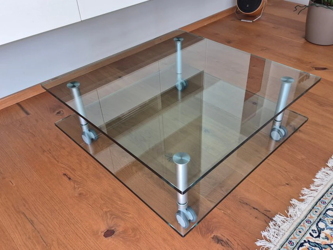 Coffee table - Glass, Aluminium - Glass coffee table