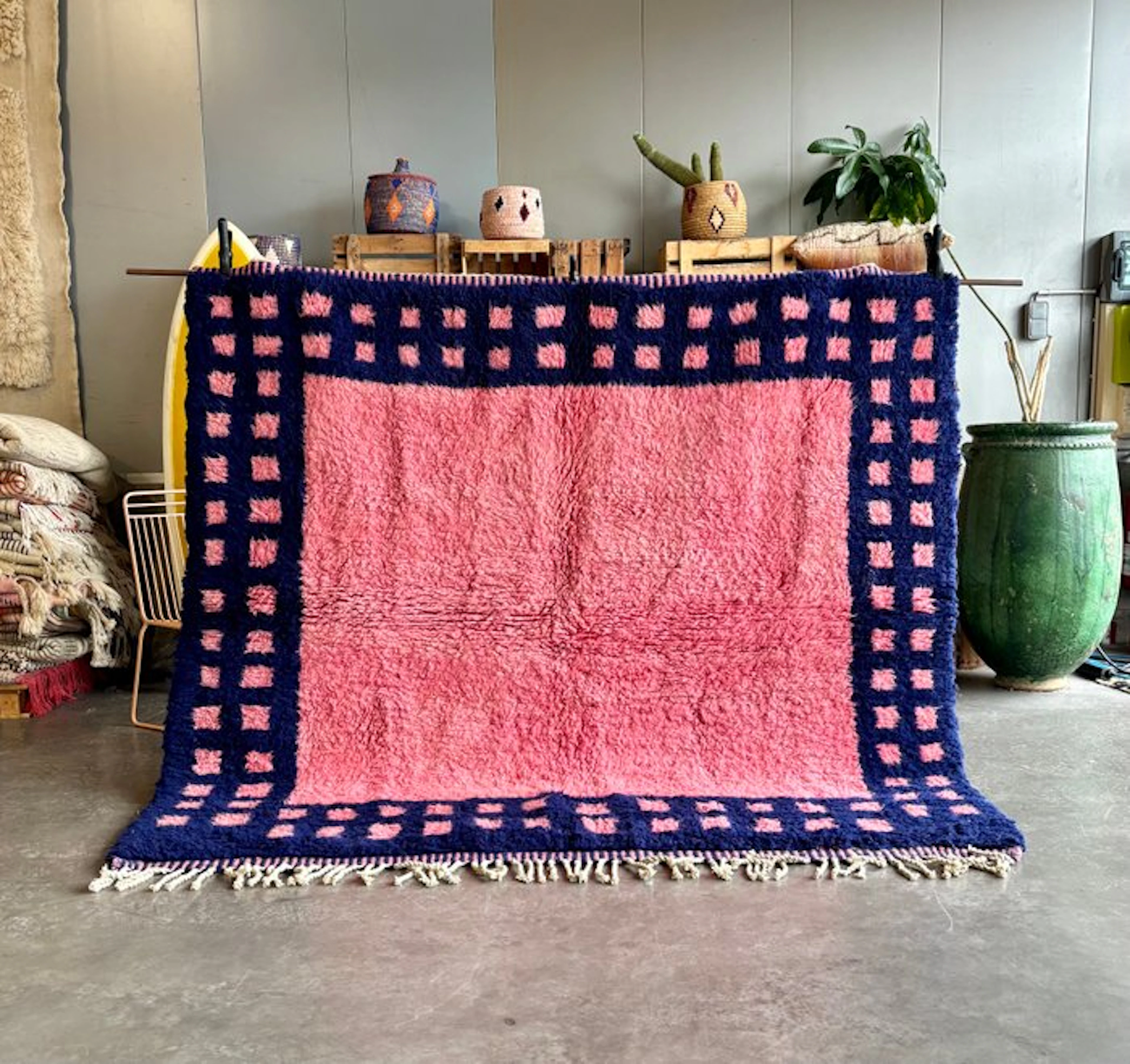 Moroccan Mrirt Berber Rug – Hand-Knotted Wool – Pink...