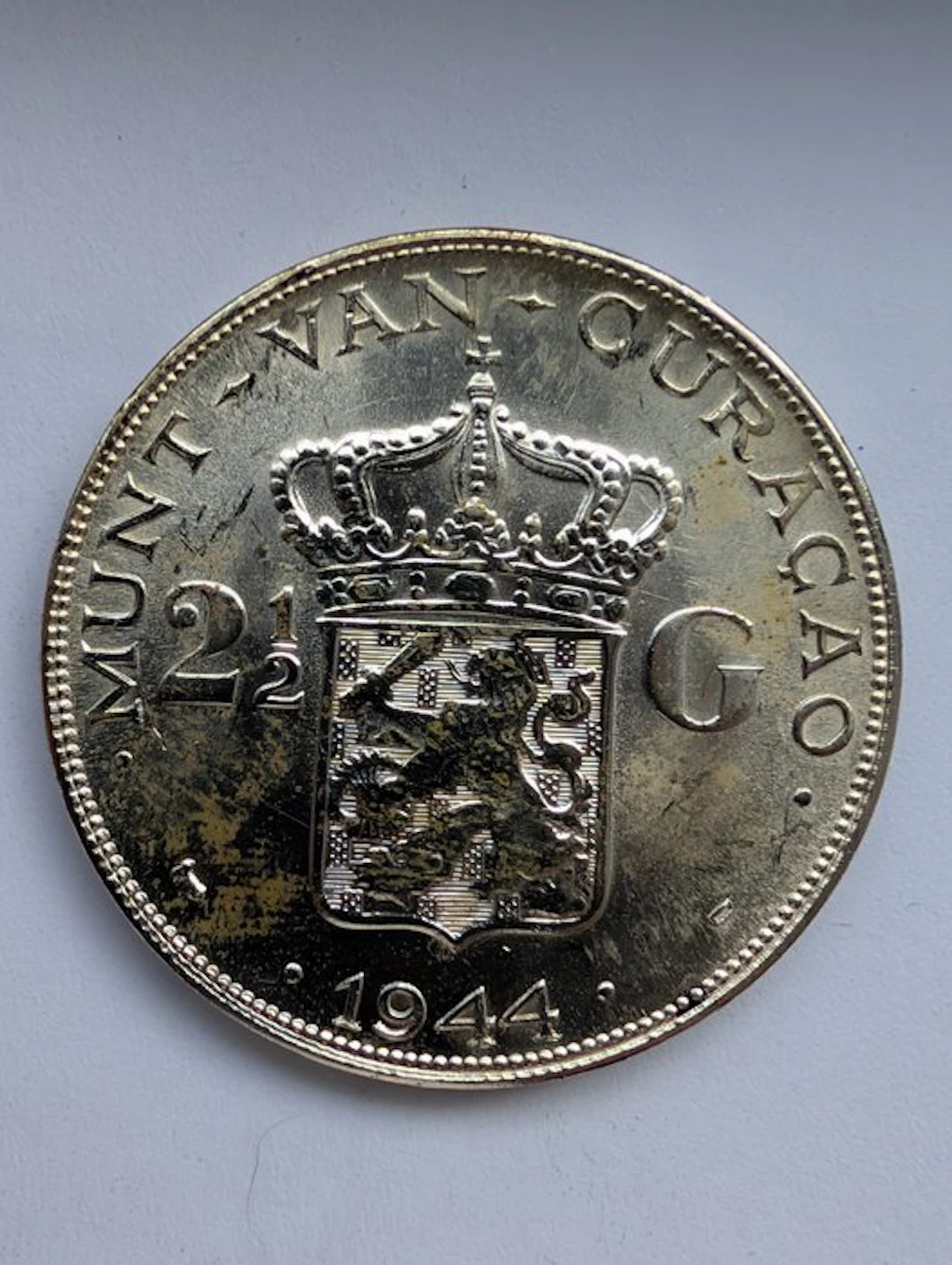 Netherlands. Wilhelmina. 2 1/2 Gulden 1944D (No reserve price)