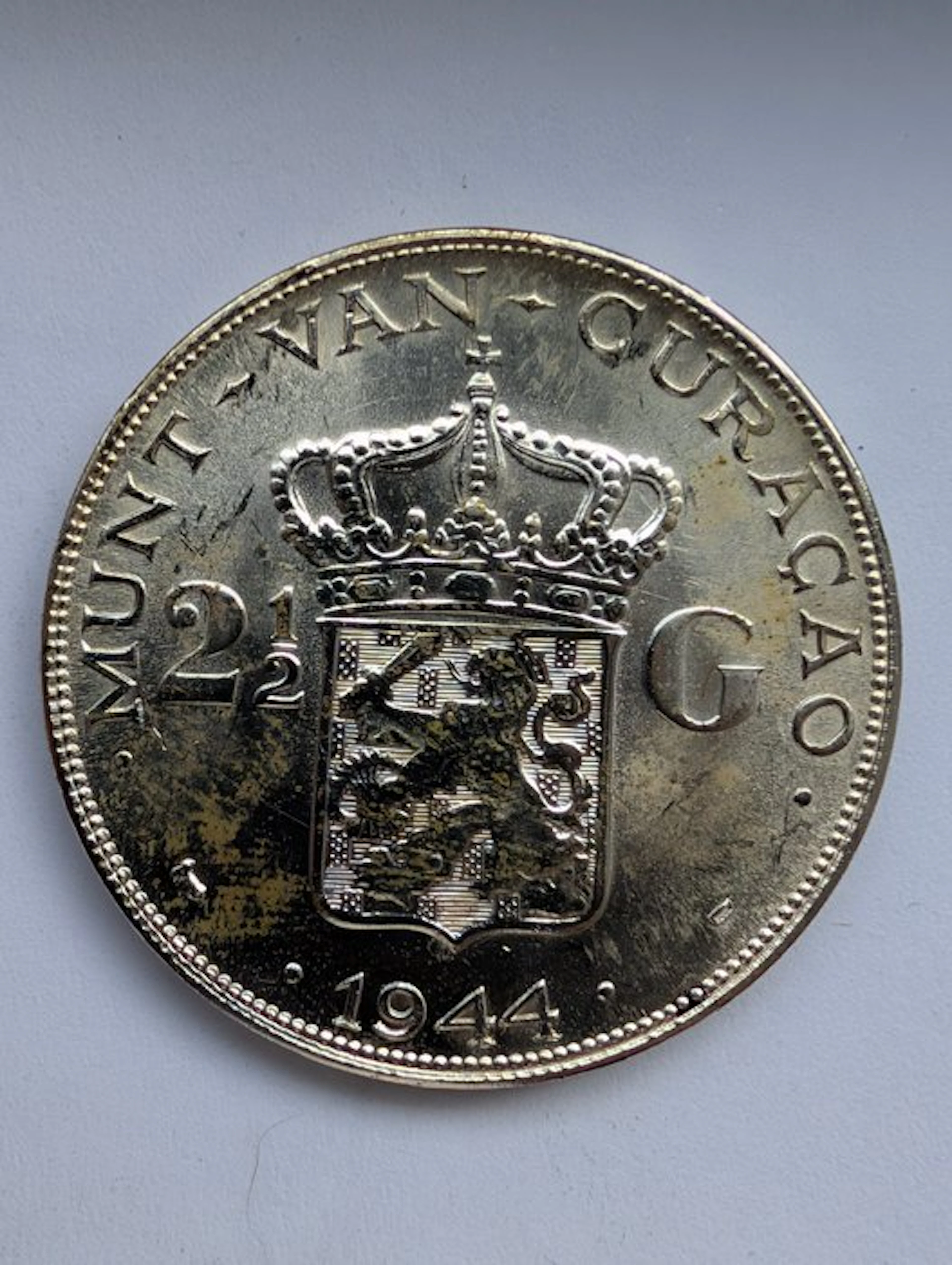 Netherlands. Wilhelmina. 2 1/2 Gulden 1944D (No reserve price)