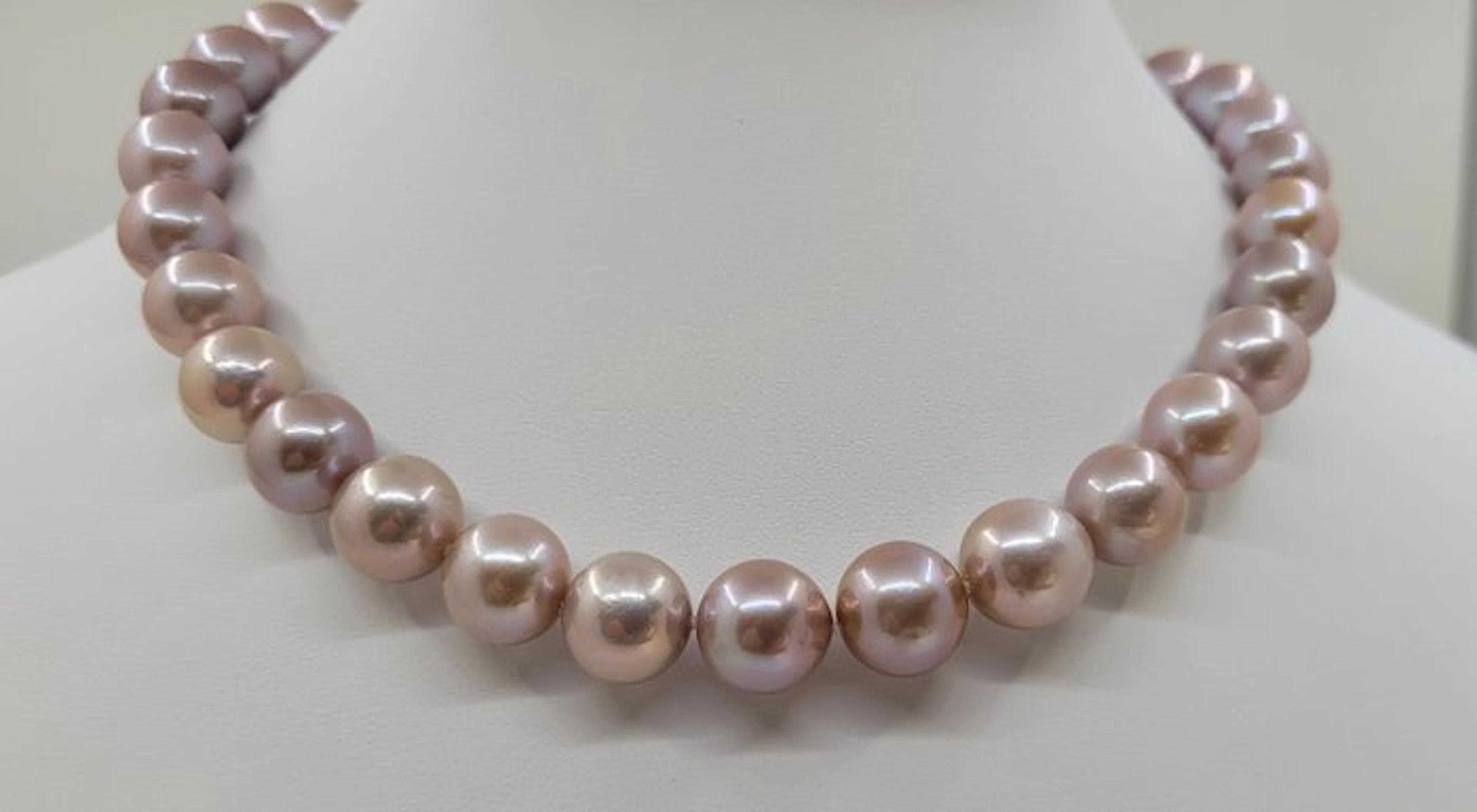Necklace ALGT Certified Pink Edison Freshwater Pearls - 12.0x13.0mm