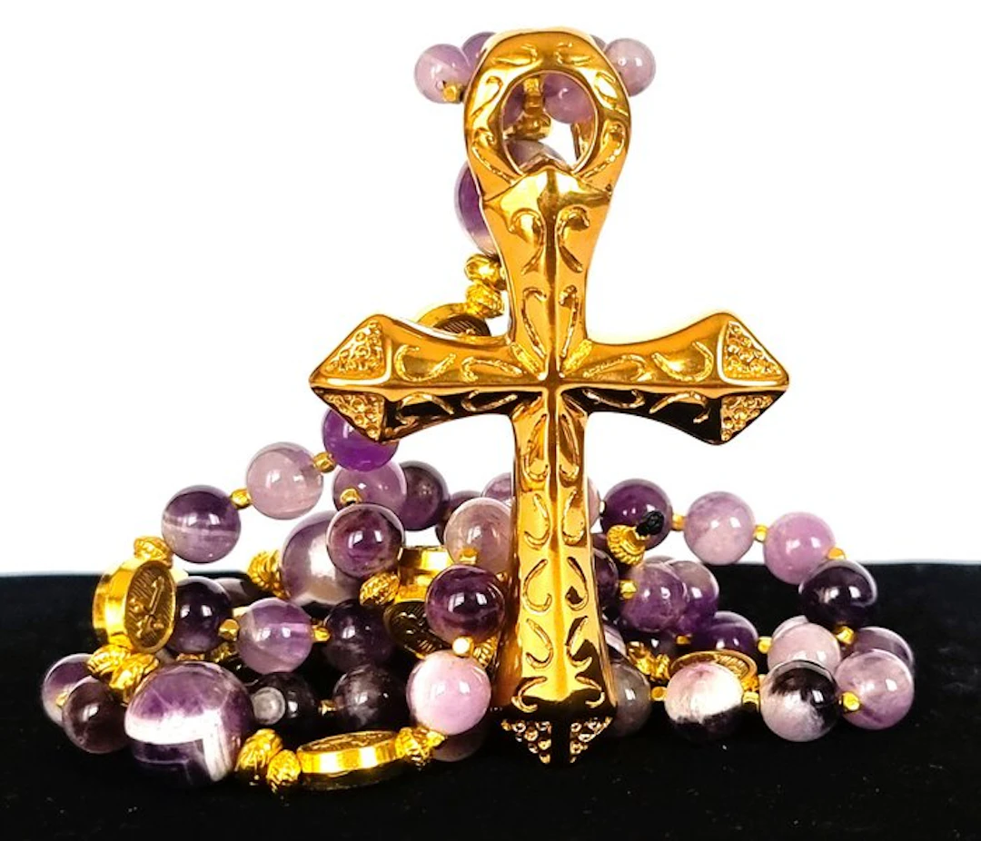 Lapis-Lazuli – Divine Rosary – Fleuronée Cross –...