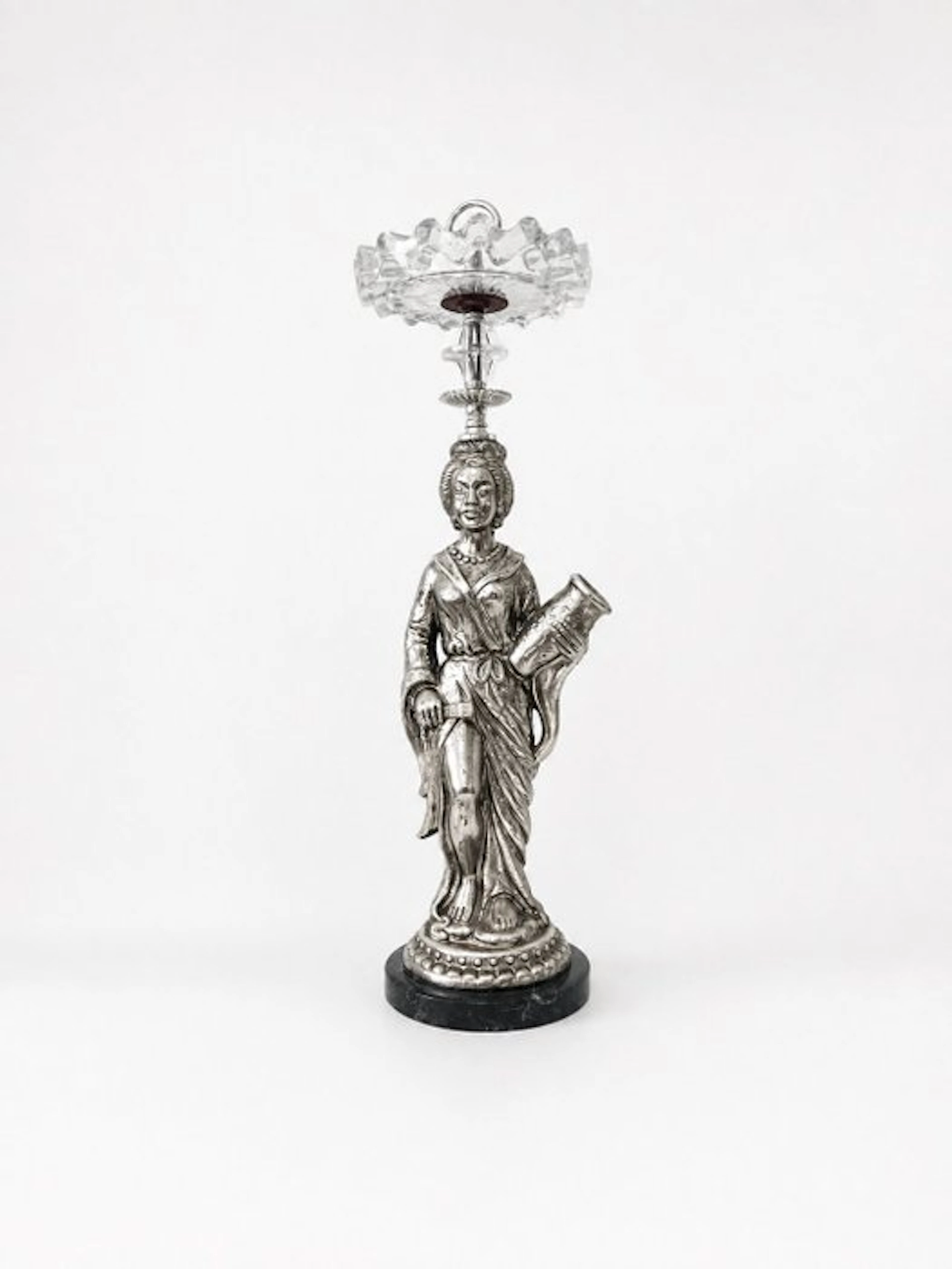 Ashtray - Cenicero de pie con estatuilla japonesa en...