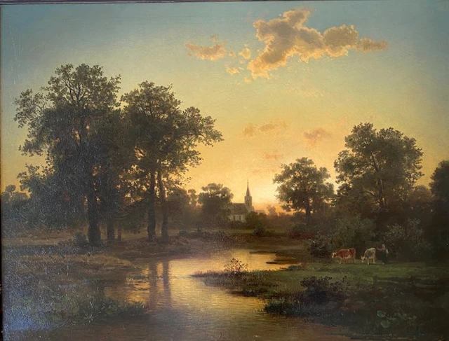 August Weber (1817-1873) - As the Sun sets