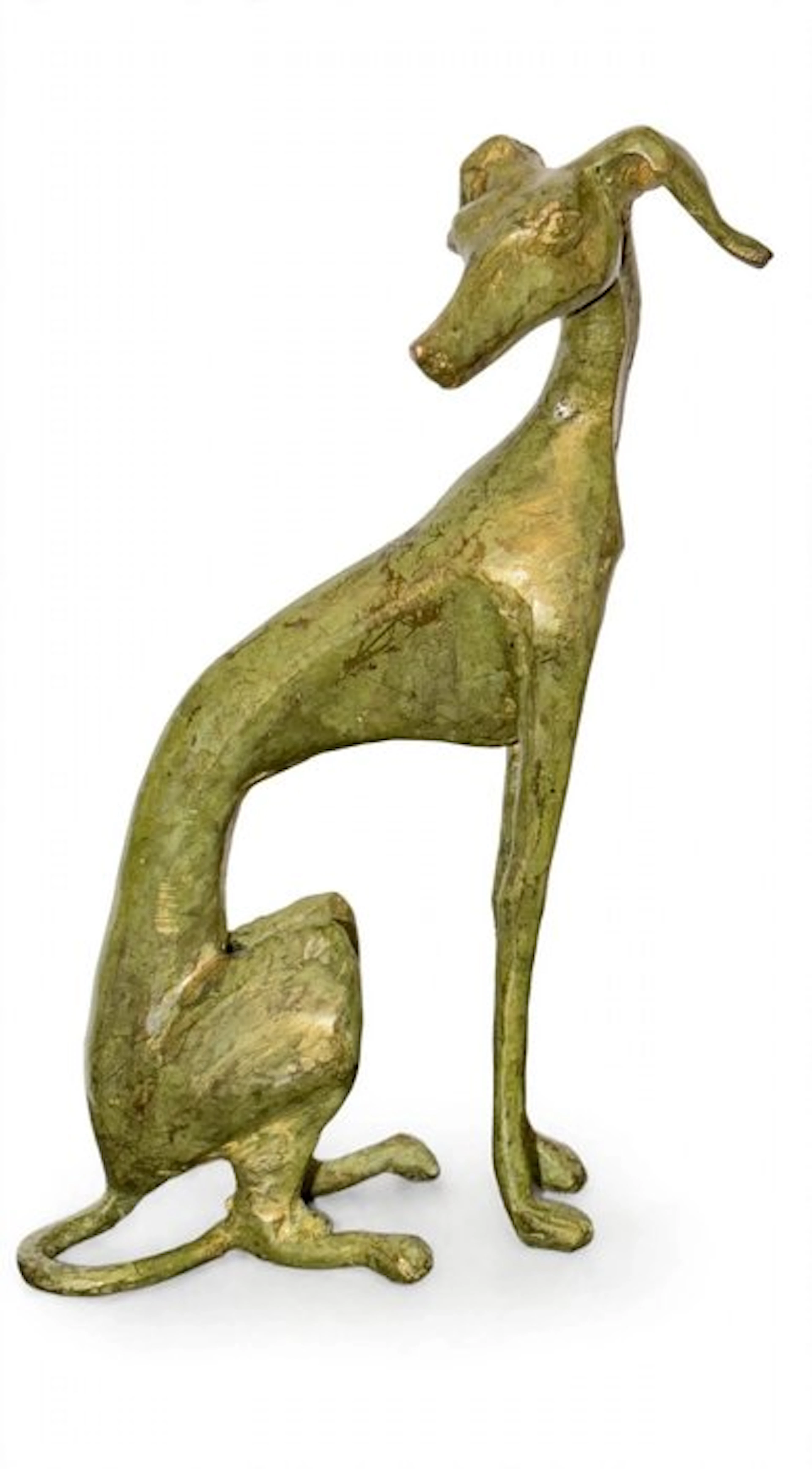 Abdoulaye Derme - Sculpture, Lévrier assis stylisé - 25 cm - Bronze