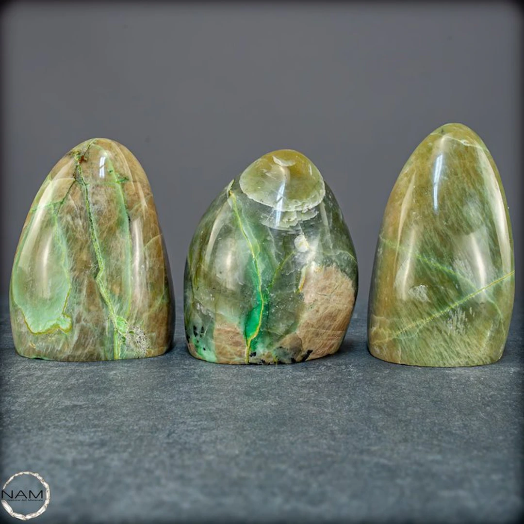Grüner Mondstein Freiform-Set – Zeitlose Eleganz in...