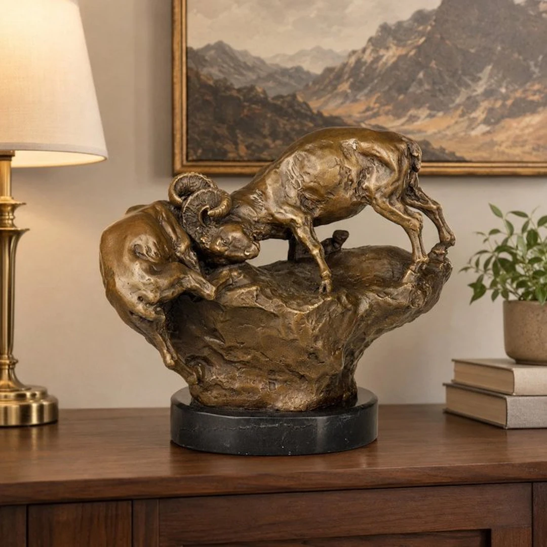 Sculpture, lotta tra arieti - 0 cm - Bronze