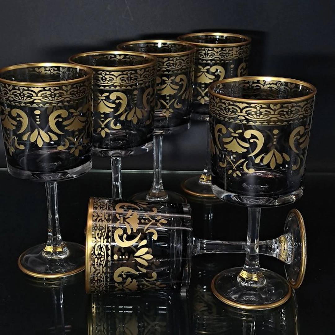Artemisia - Drinking set (6) - Arno Vino - Crystal, gold ducat