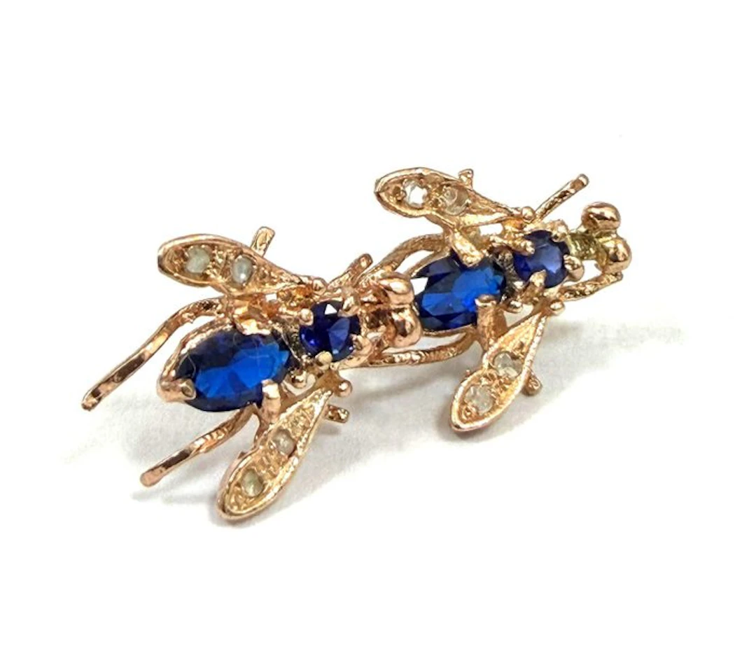 No reserve price - Earrings - 9 kt. Rose gold, Silver Spinel - Diamond