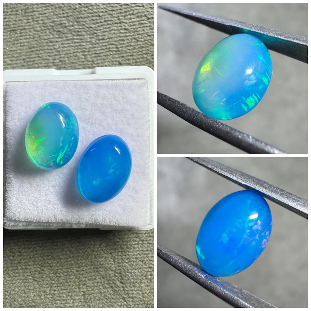 Lot of 2 natural Ethiopian blue opals