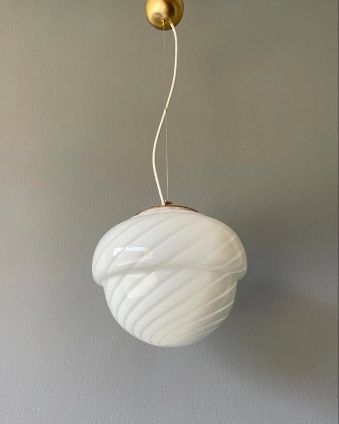Hanging lamp - RIGADIN RITORTO - Murano glass - Vintage filigree lamp.