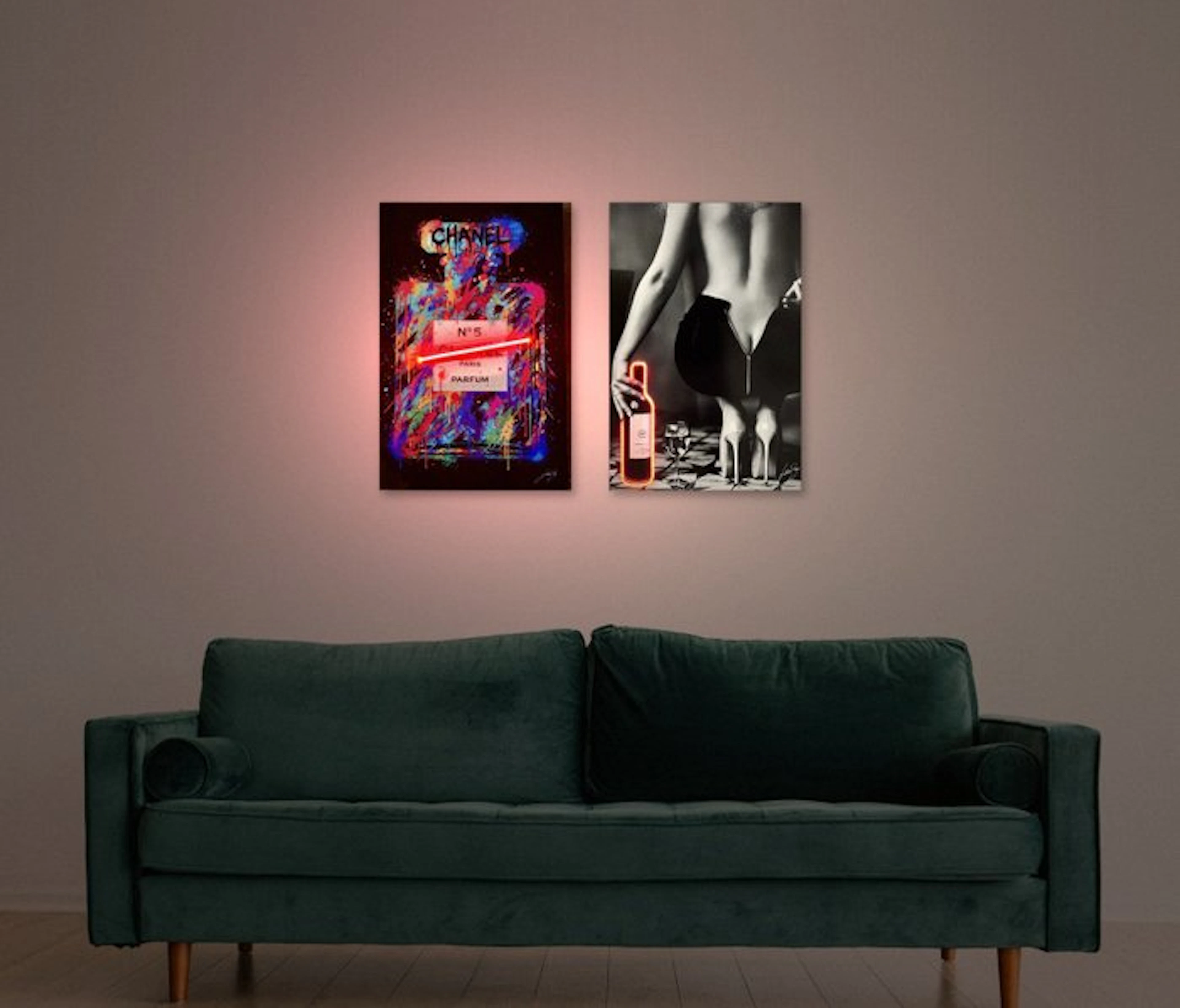 LEDMansion - DRIP N°5 V.1 & WINE GIRL V.1| Led Wall Artwork
