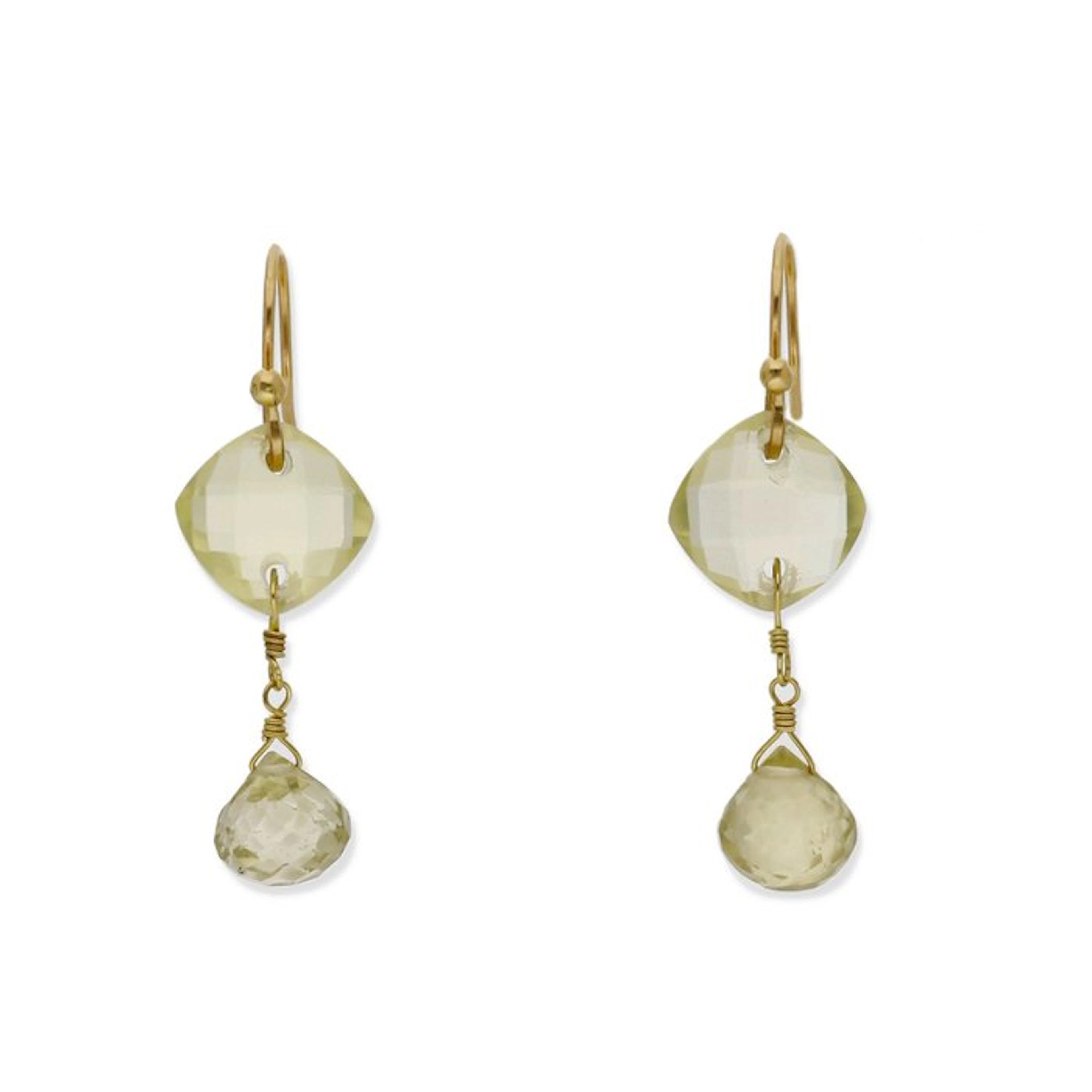 Earrings - 18 kt. Yellow gold Quartz - Quartz