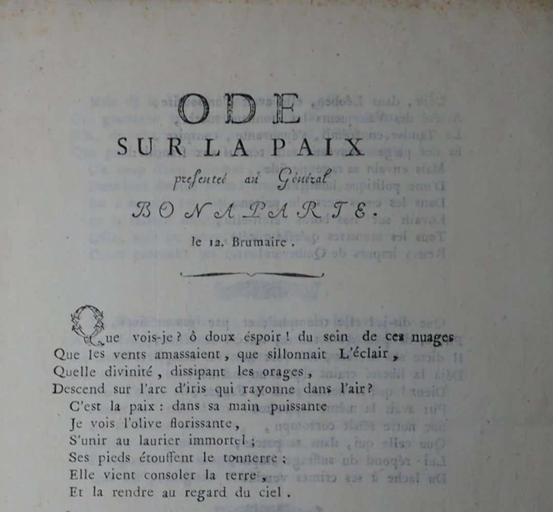 [Napoléon] Pascalis de la Sestrière - ALS + Ode sur la Paix - 1796