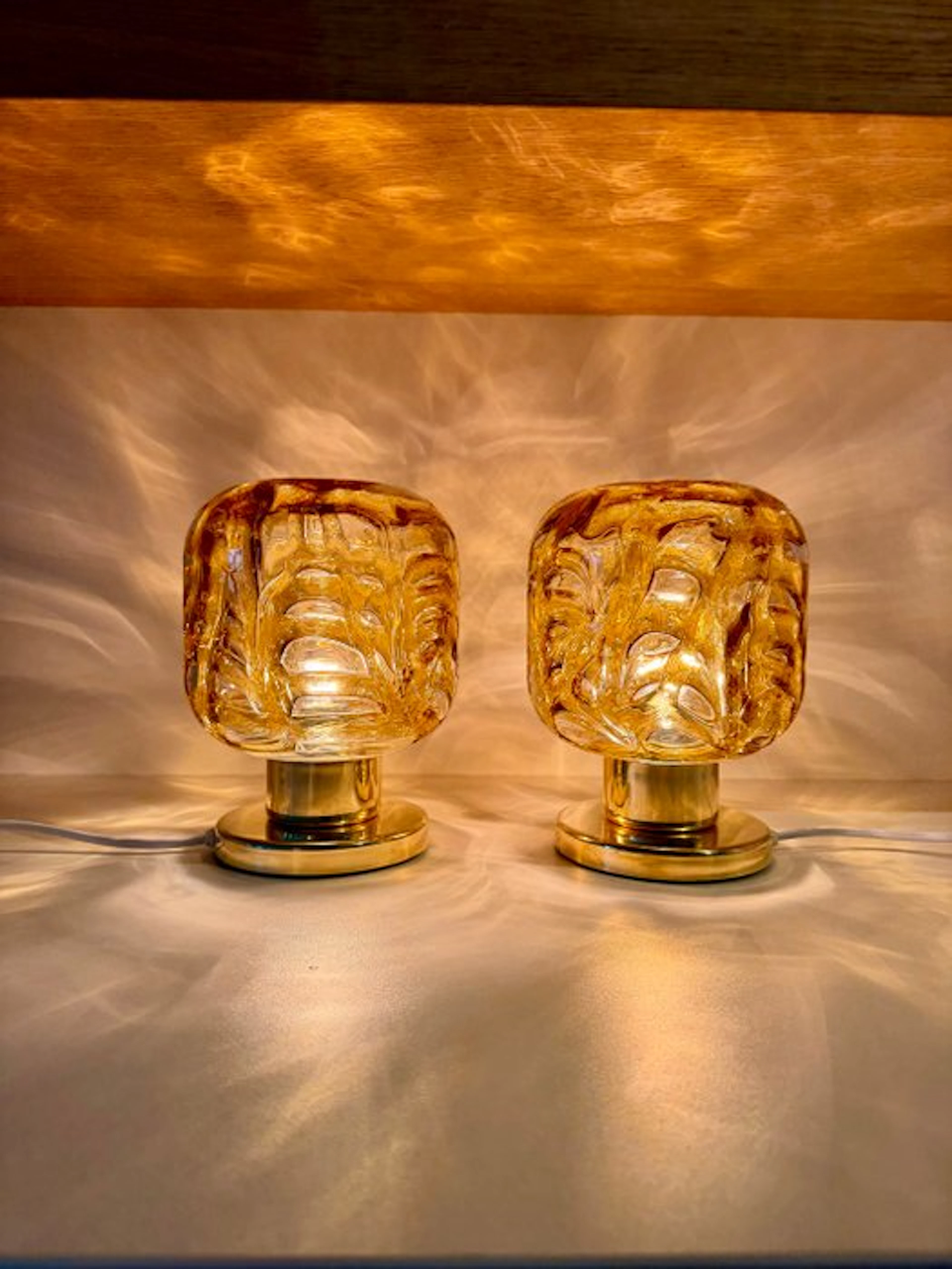 Doria Leuchten - Bedside table lamp - Glass, Brass