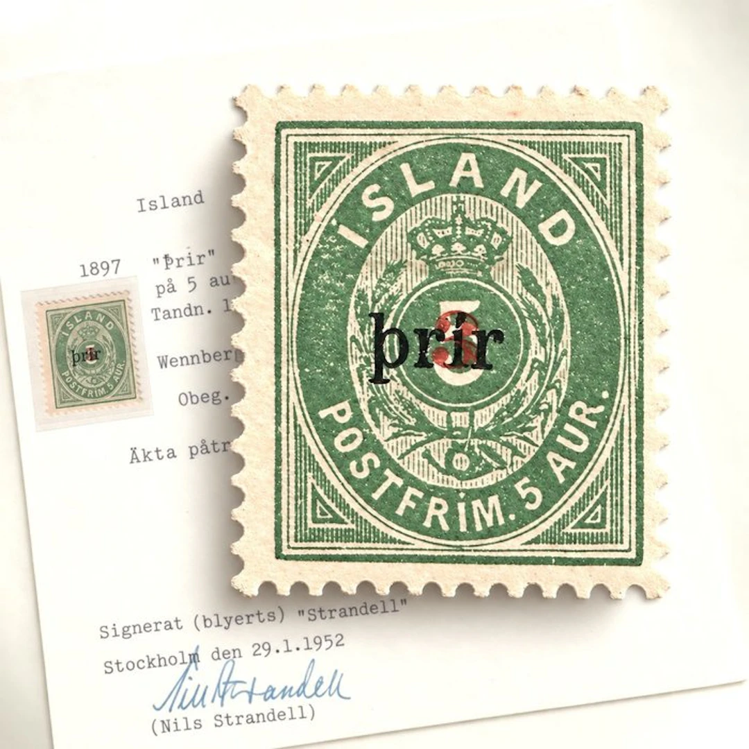 Iceland 1897 - Prir 'Þrír' + red '3' on 5 for MH – Large...