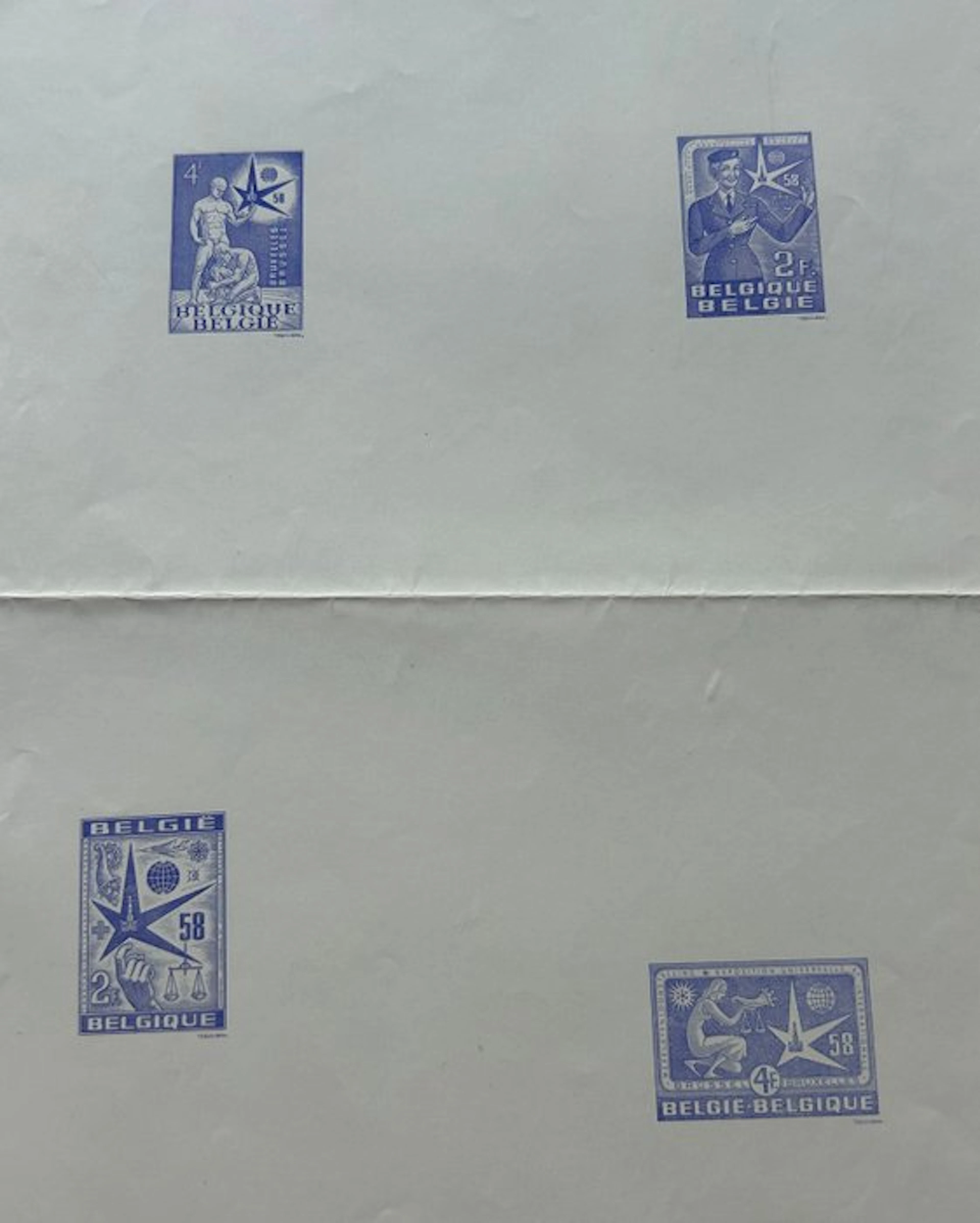 Belgium 1958 - Proof prints of four rejected designs 'Expo '58'