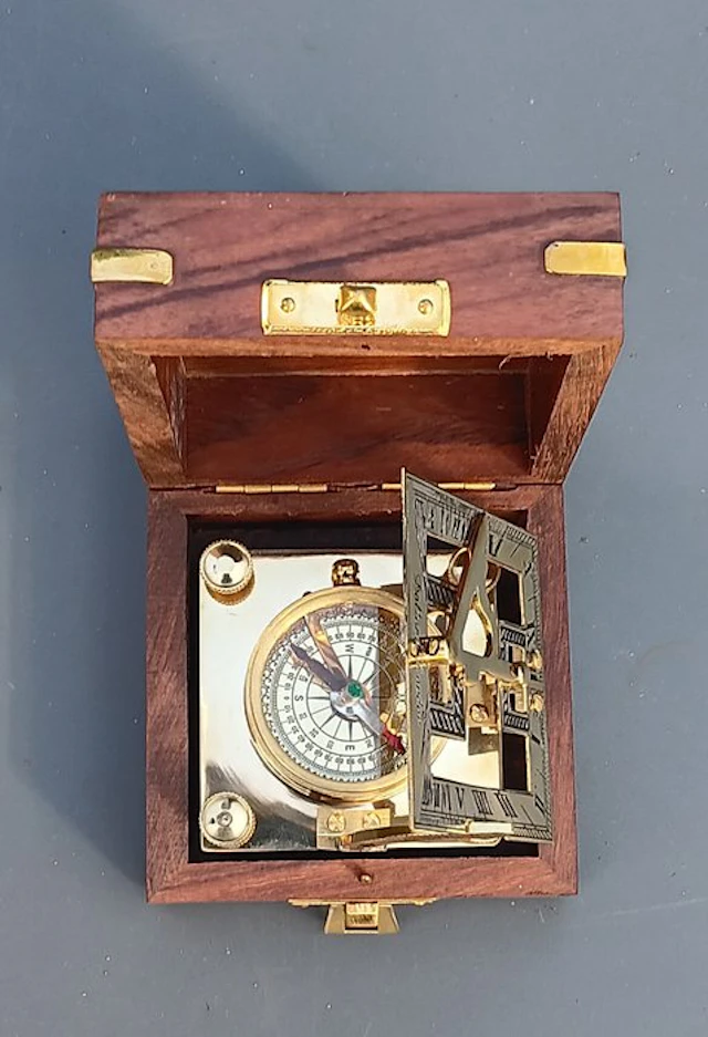 Compass - brass wood
