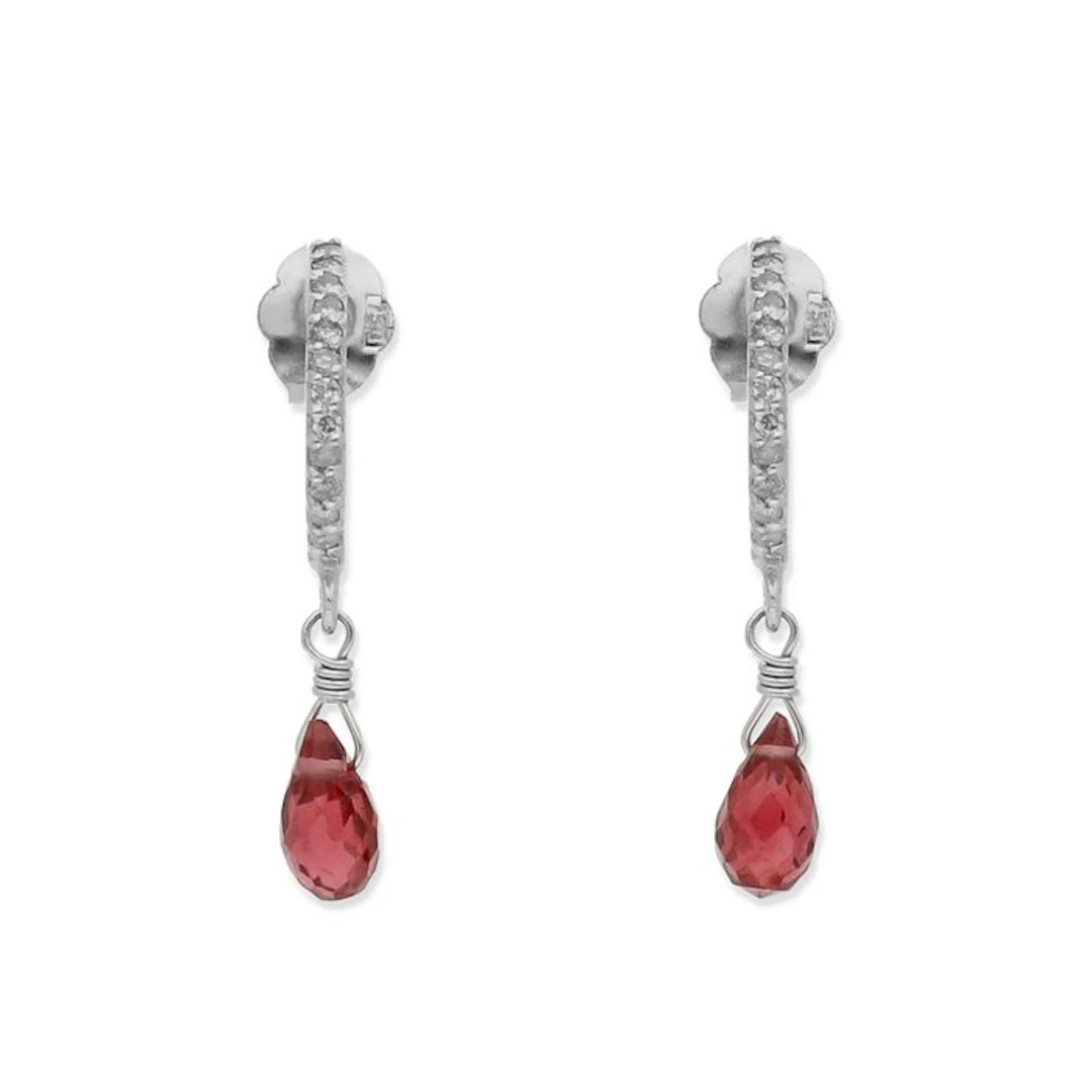 Earrings - 18 kt. White gold Ruby - Diamond