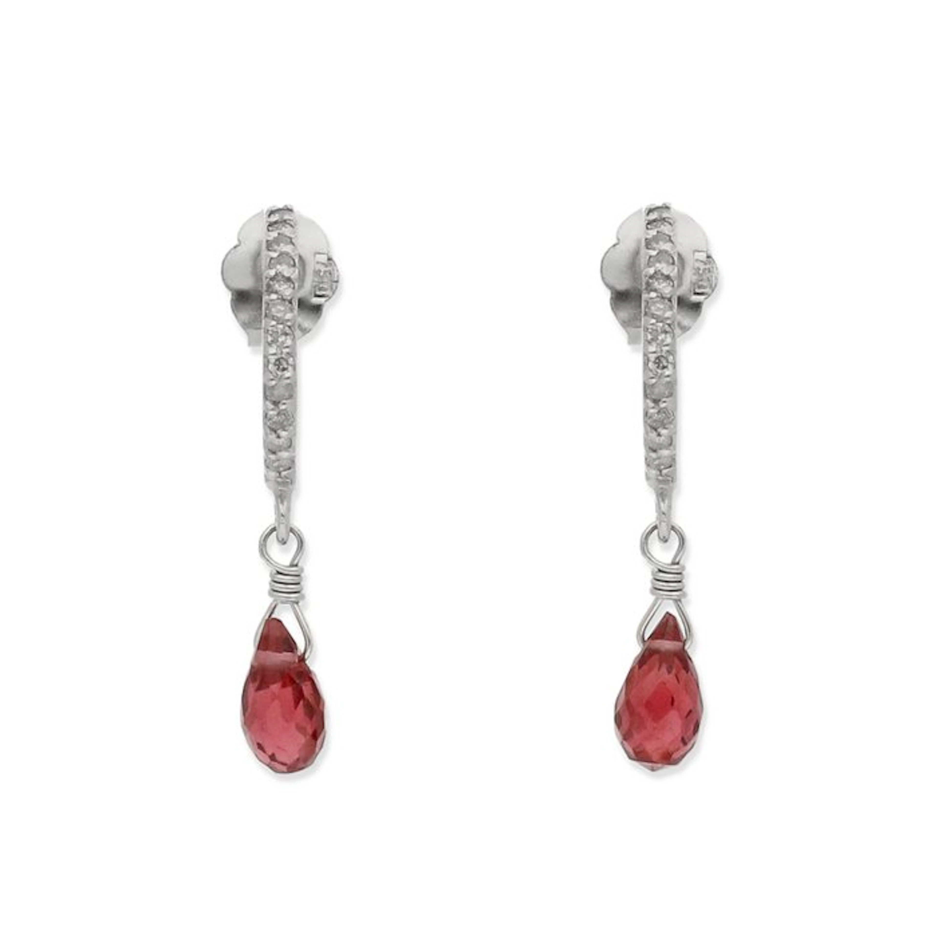 Earrings - 18 kt. White gold Ruby - Diamond
