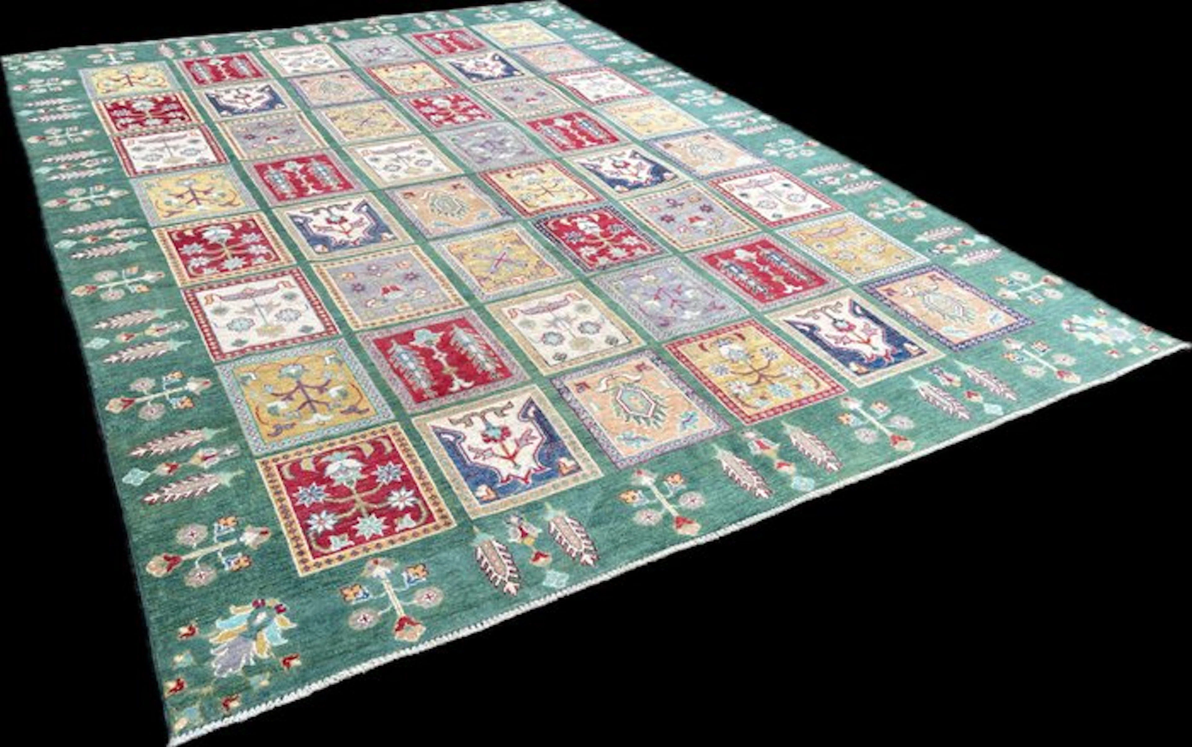 Afghan art design rug - (unused) - hand-knotted - wool...