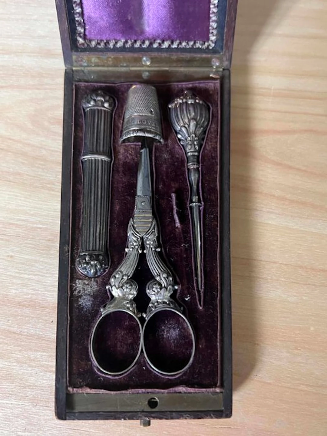 Sewing box - Silverplated - Antique French Napoleon I