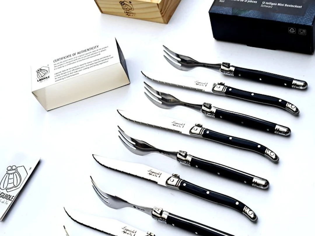 Laguiole - 12 pieces petit fours Cutlery set - 6x forks...