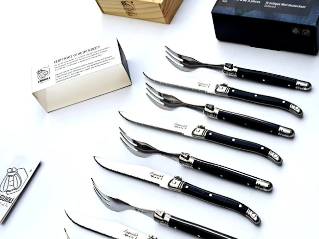 Laguiole - 12 pieces petit fours Cutlery set - 6x forks...