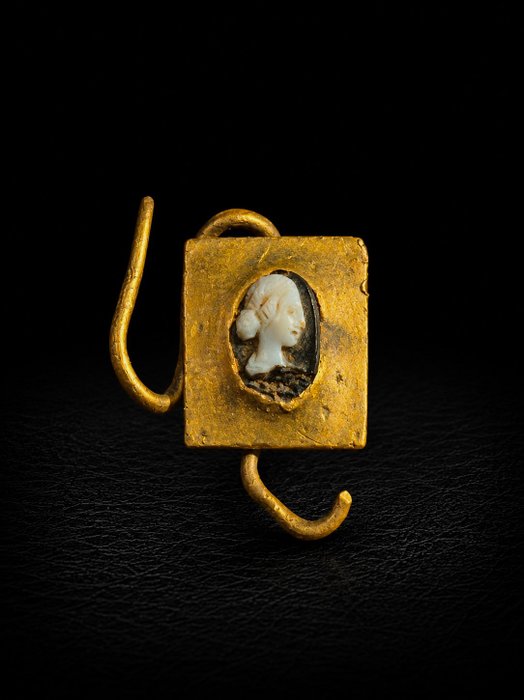 Ancient Rome, Imperium Yellow gold Brooch - Cameo Brooch