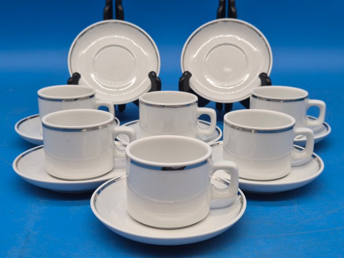 Picco – Kaffeeservice mit Silberrand – Porzellan - Kaffeeservice - Porzellan