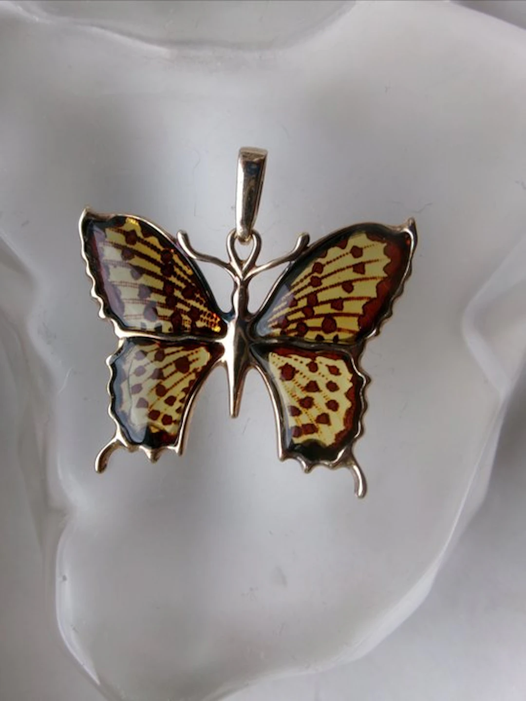 Silver, Amber - Pendant - Art Nouveau Style