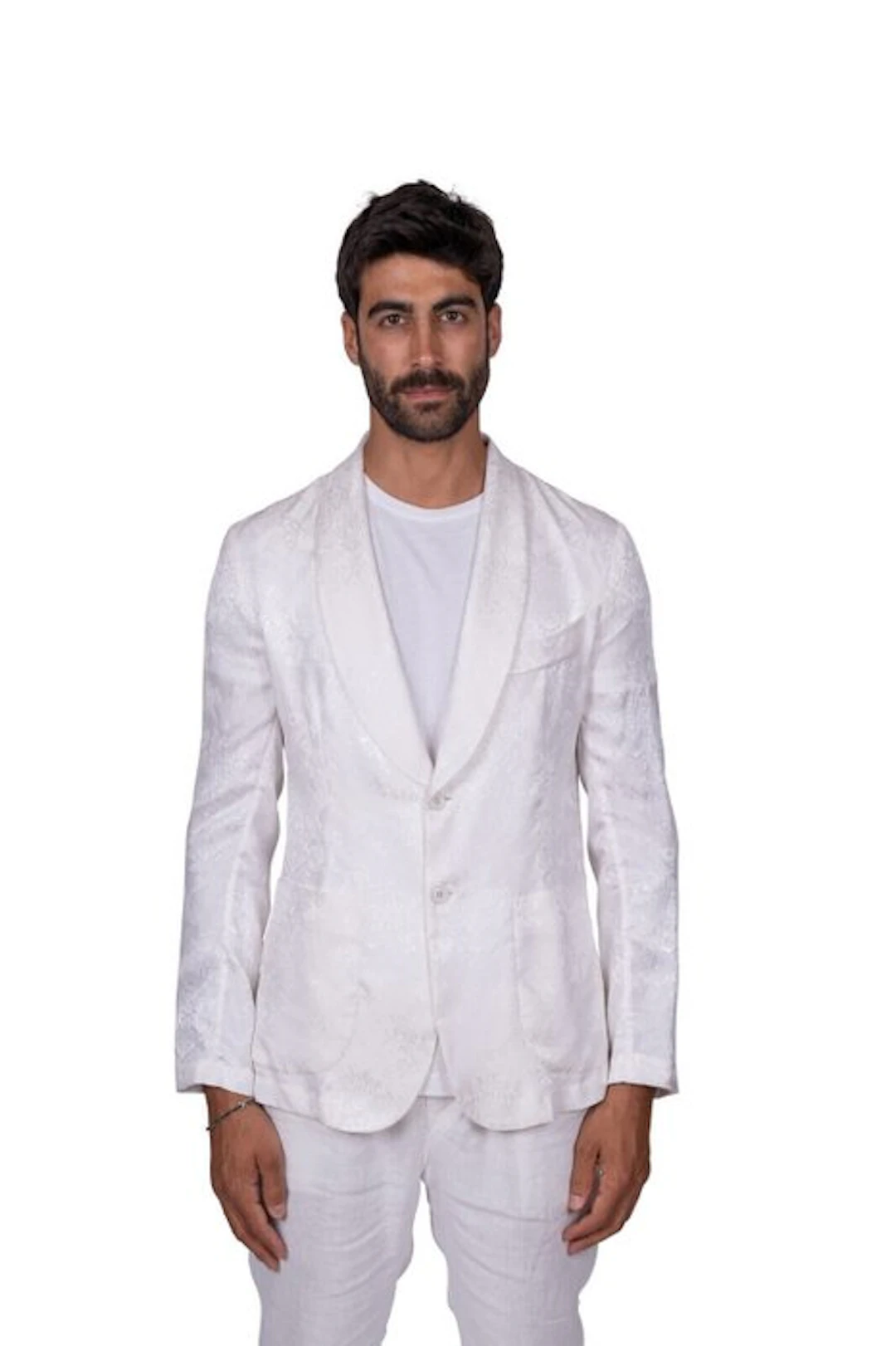 Luxury GERLIN - Size M - Jacket Floral White 100% Silk - Blazer - Nuovo con etichette